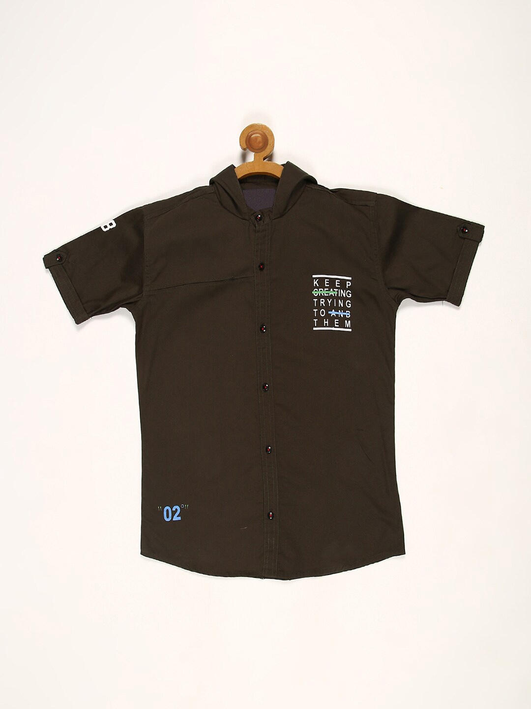 

V2 Value & Variety Boys Olive Green Printed Casual Shirt