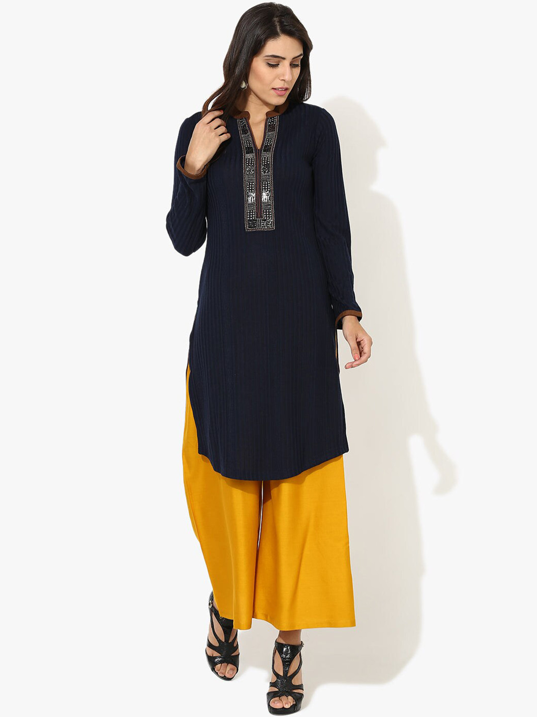 

Lakshita Navy Blue Solid Kurti