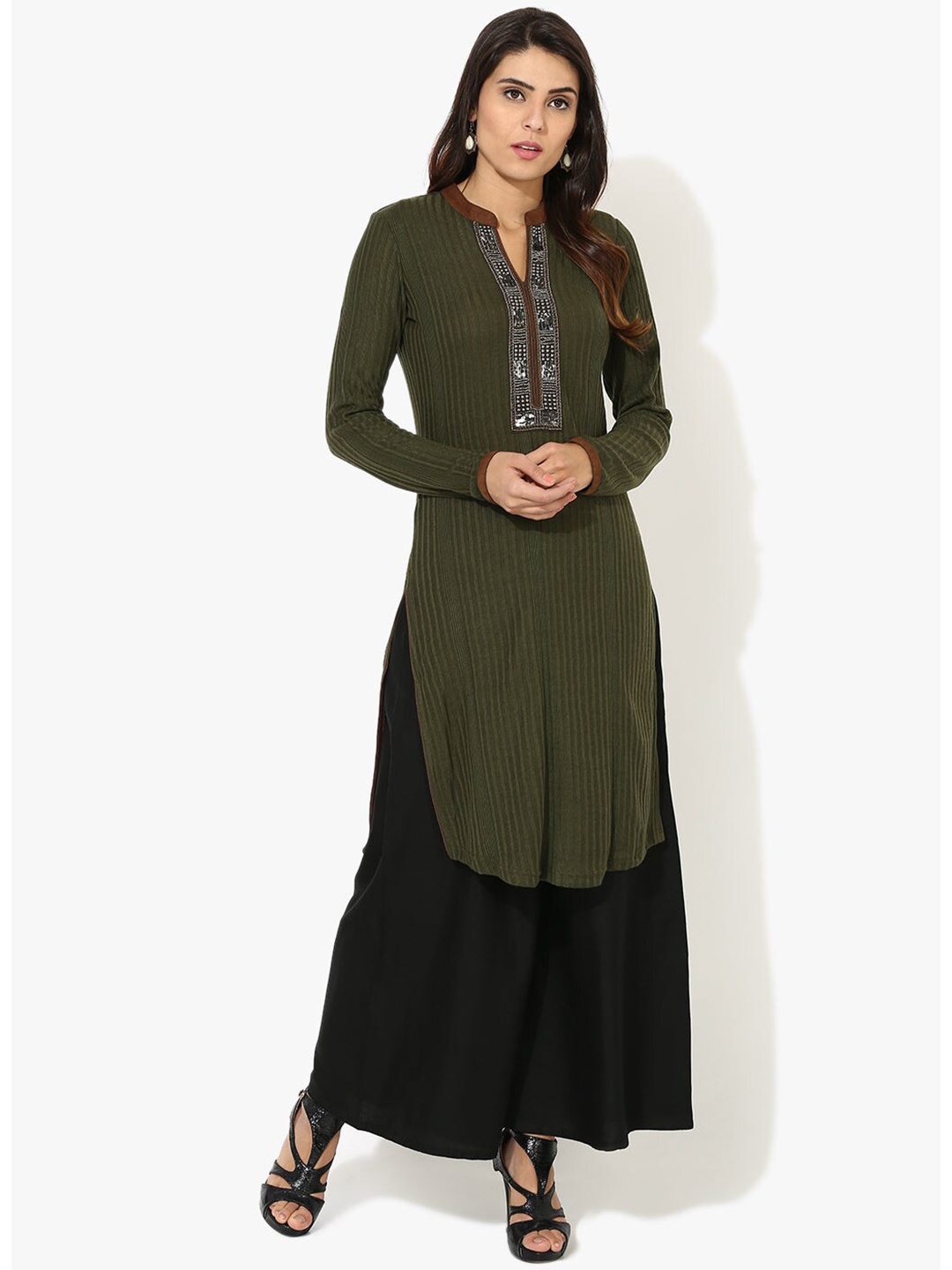 

Lakshita Women Olive Green Solid Kurta
