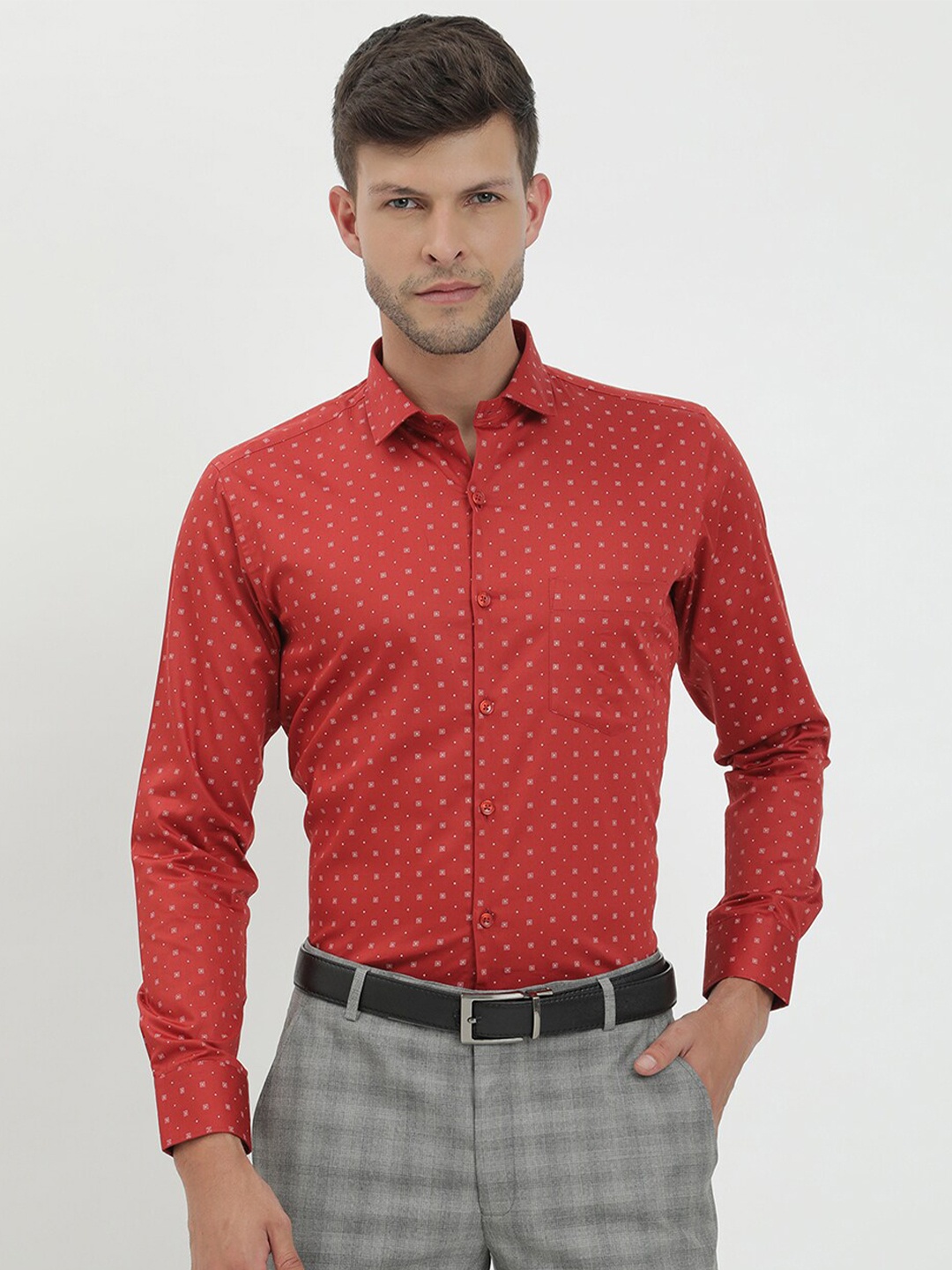 

V2 Value & Variety Men Red Printed Formal Shirt