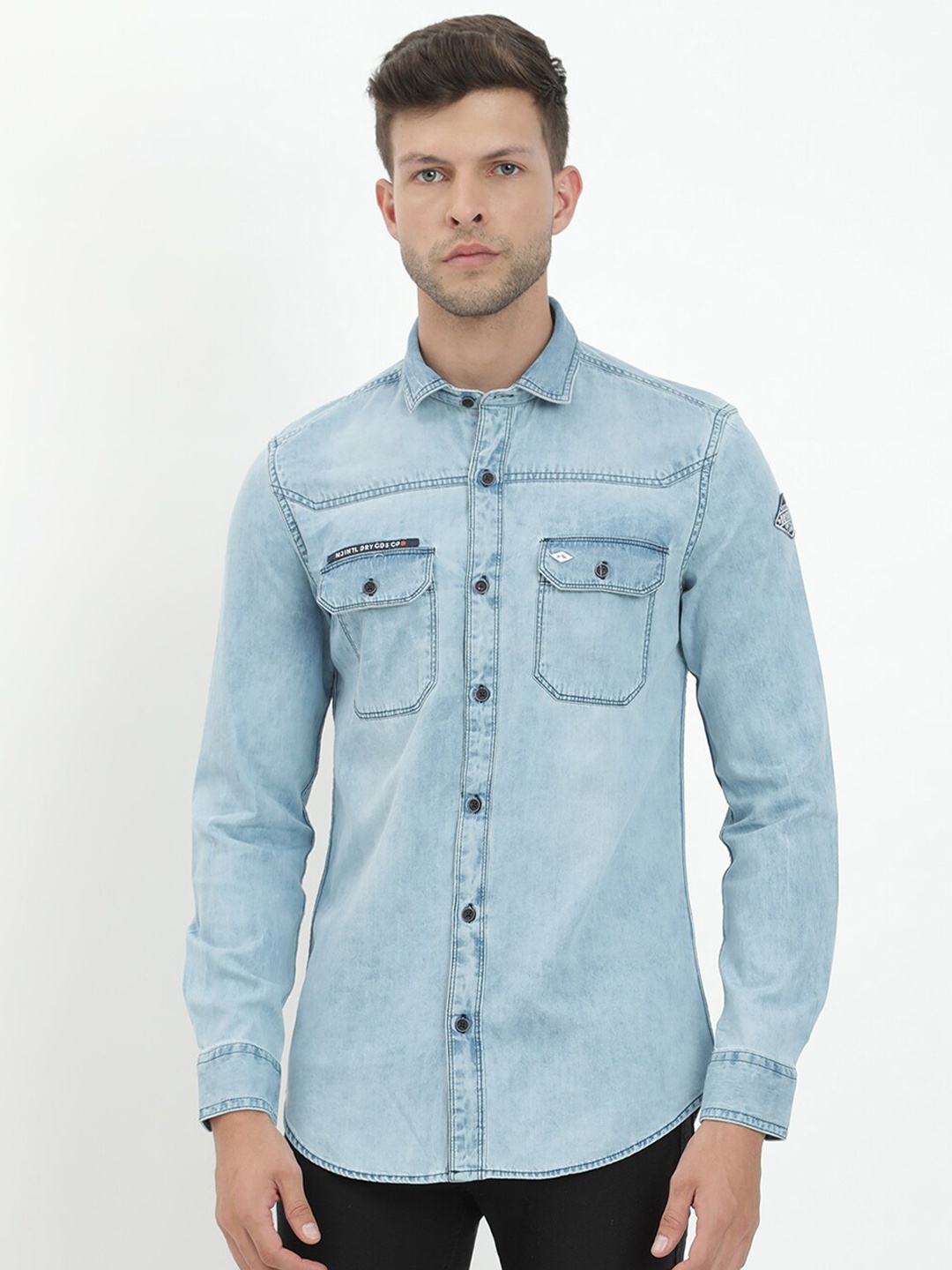 

V2 Value & Variety Men Blue Faded Casual Shirt