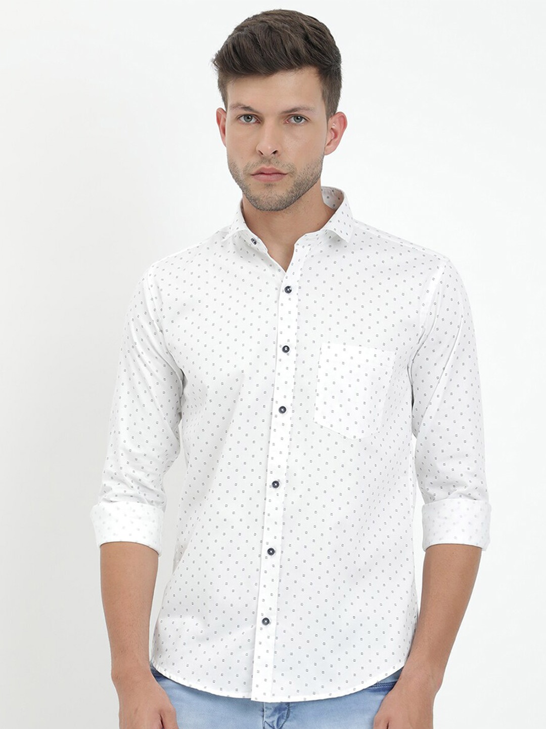 

V2 Value & Variety Men White Printed Formal Shirt