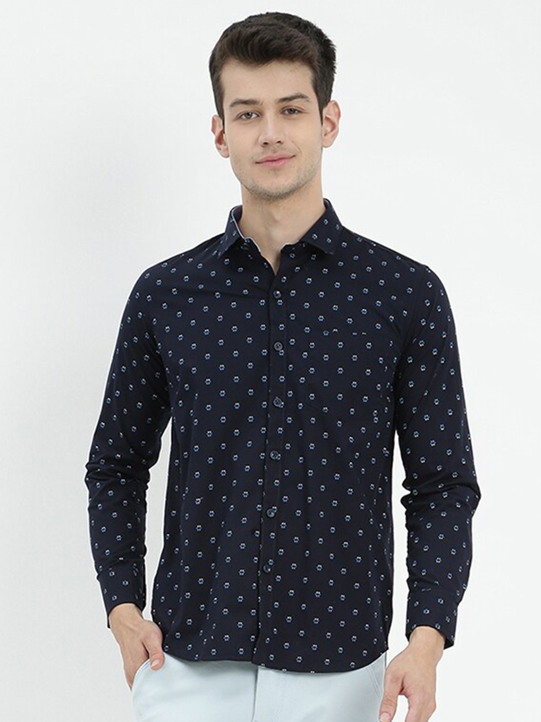 

V2 Value & Variety Men Navy Blue Printed Formal Shirt