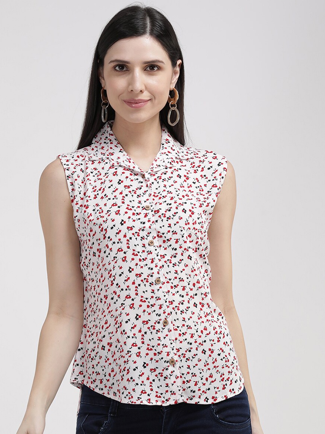 

V2 Value & Variety Women White Floral Printed Casual Shirt