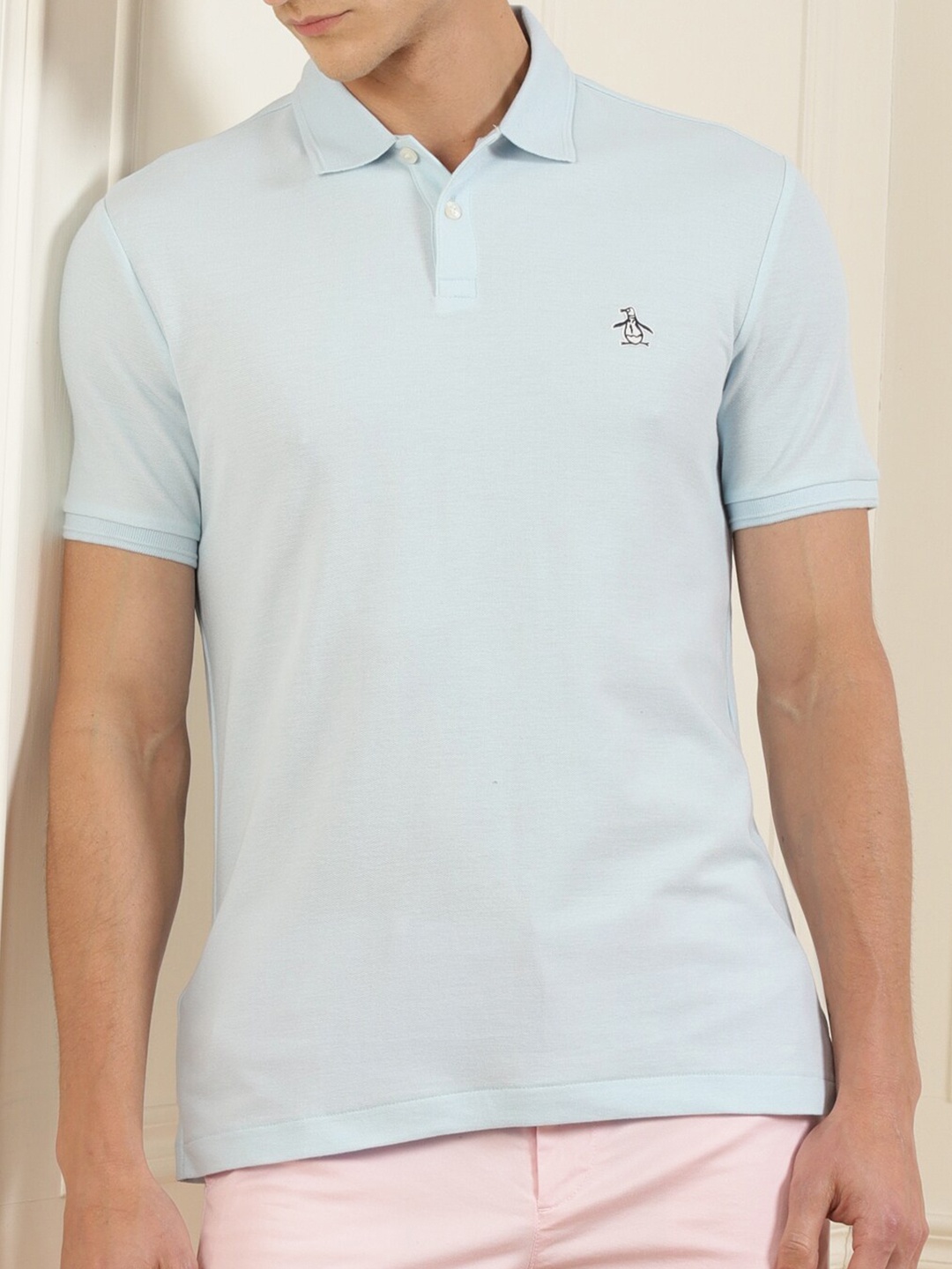 

Original Penguin Men Blue Polo Collar T-shirt