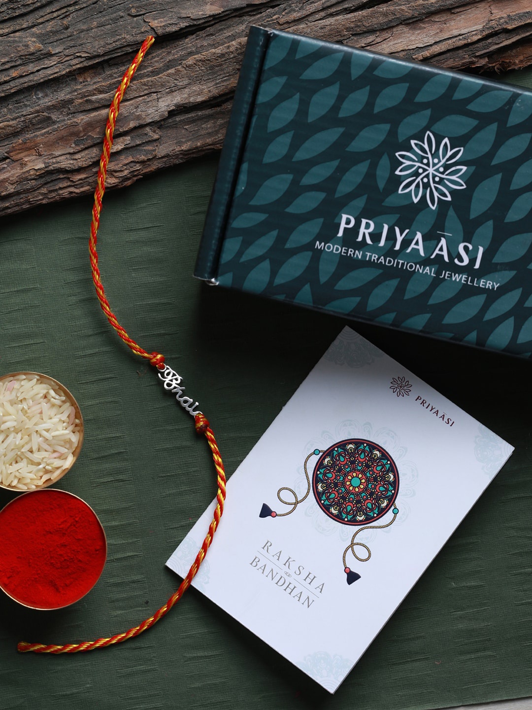 

SHEER by Priyaasi Bhai 92.5 Sterling Silver Rakhi with Roli Chawal & Card