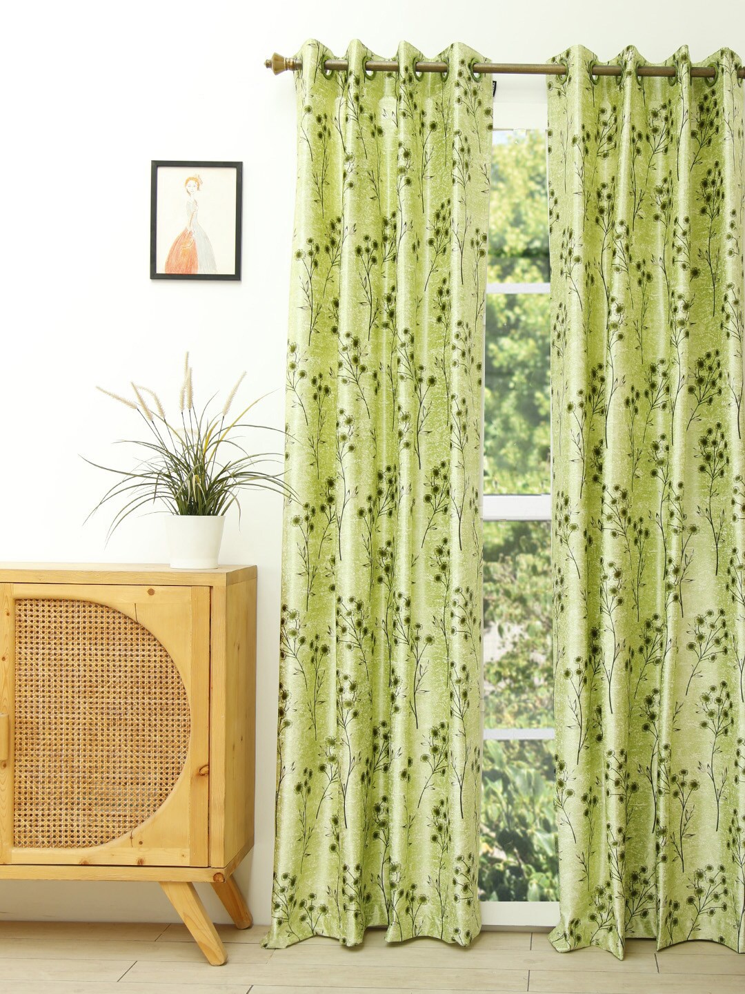 

Ariana Green Floral Long Door Curtain