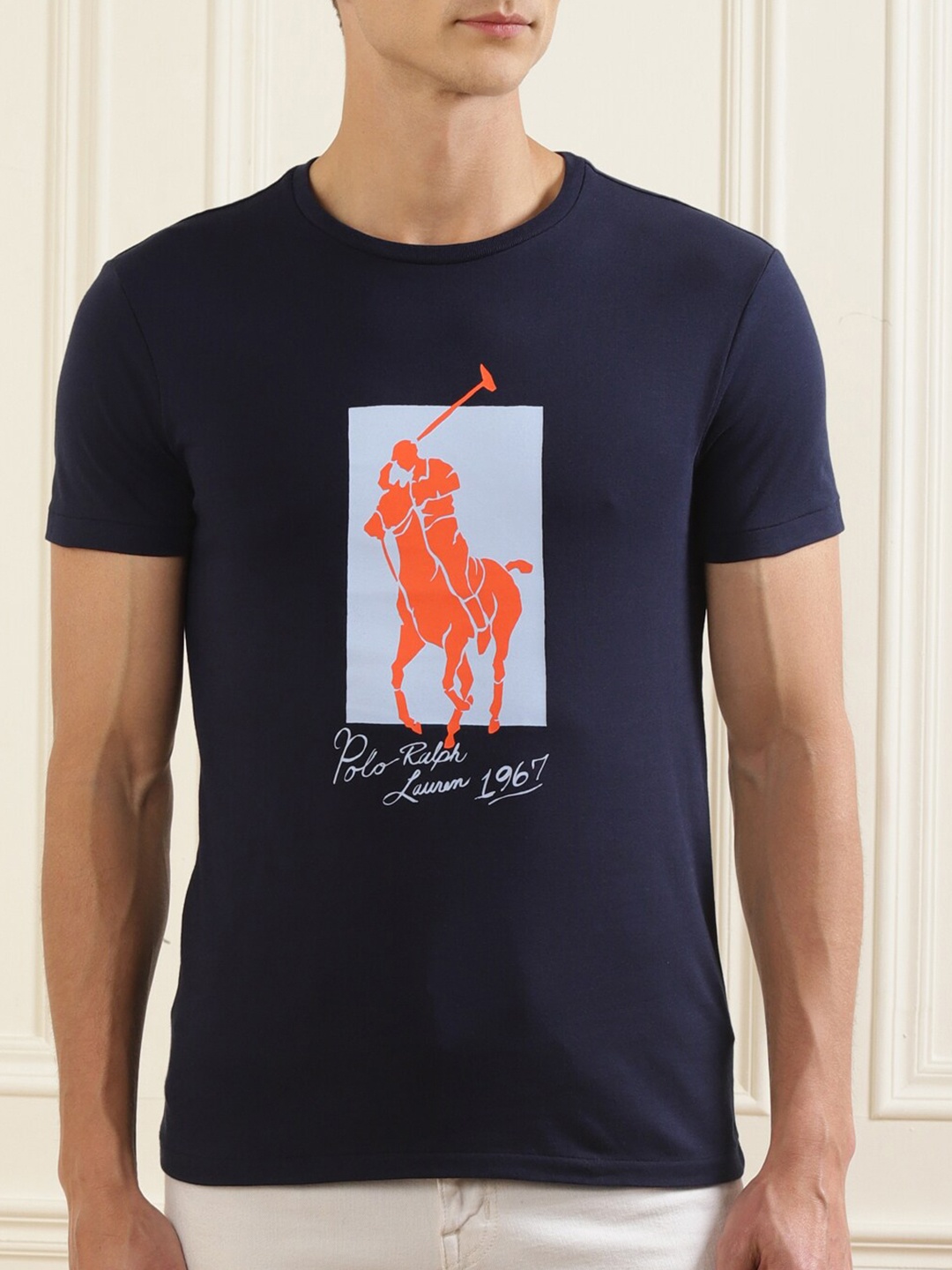 

Polo Ralph Lauren Men Navy Blue Graphic Printed T-Shirt