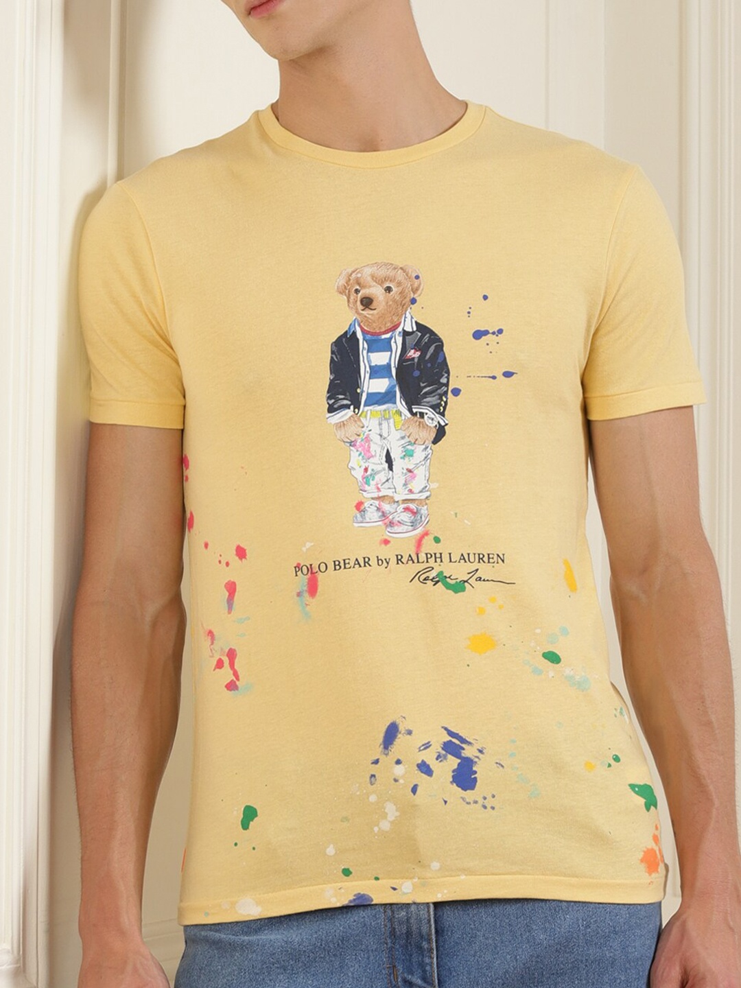 

Polo Ralph Lauren Men Yellow Printed Cotton Tshirts