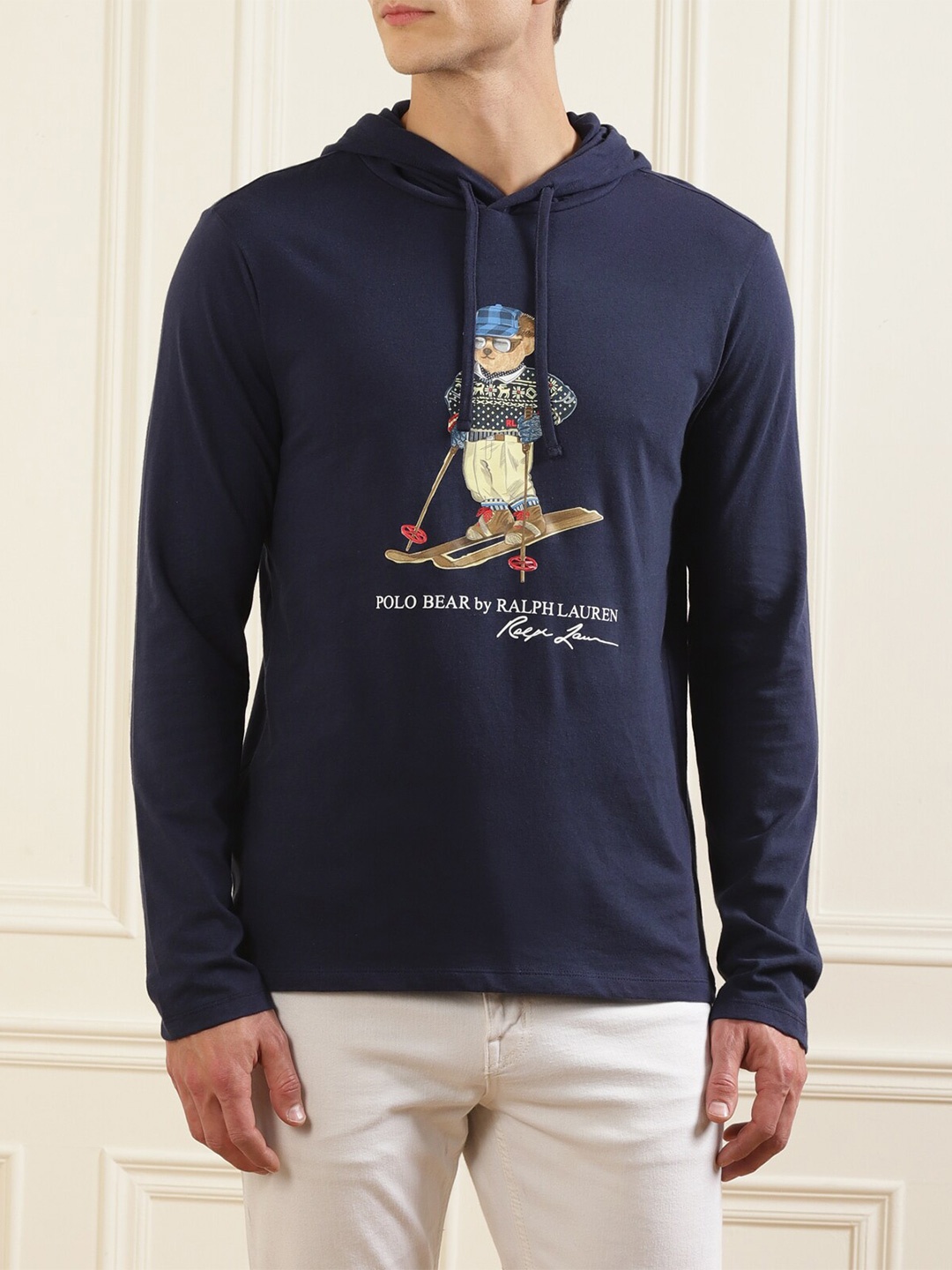 

Polo Ralph Lauren Men Navy-Blue Graphic-Printed Hooded Cotton T-Shirt