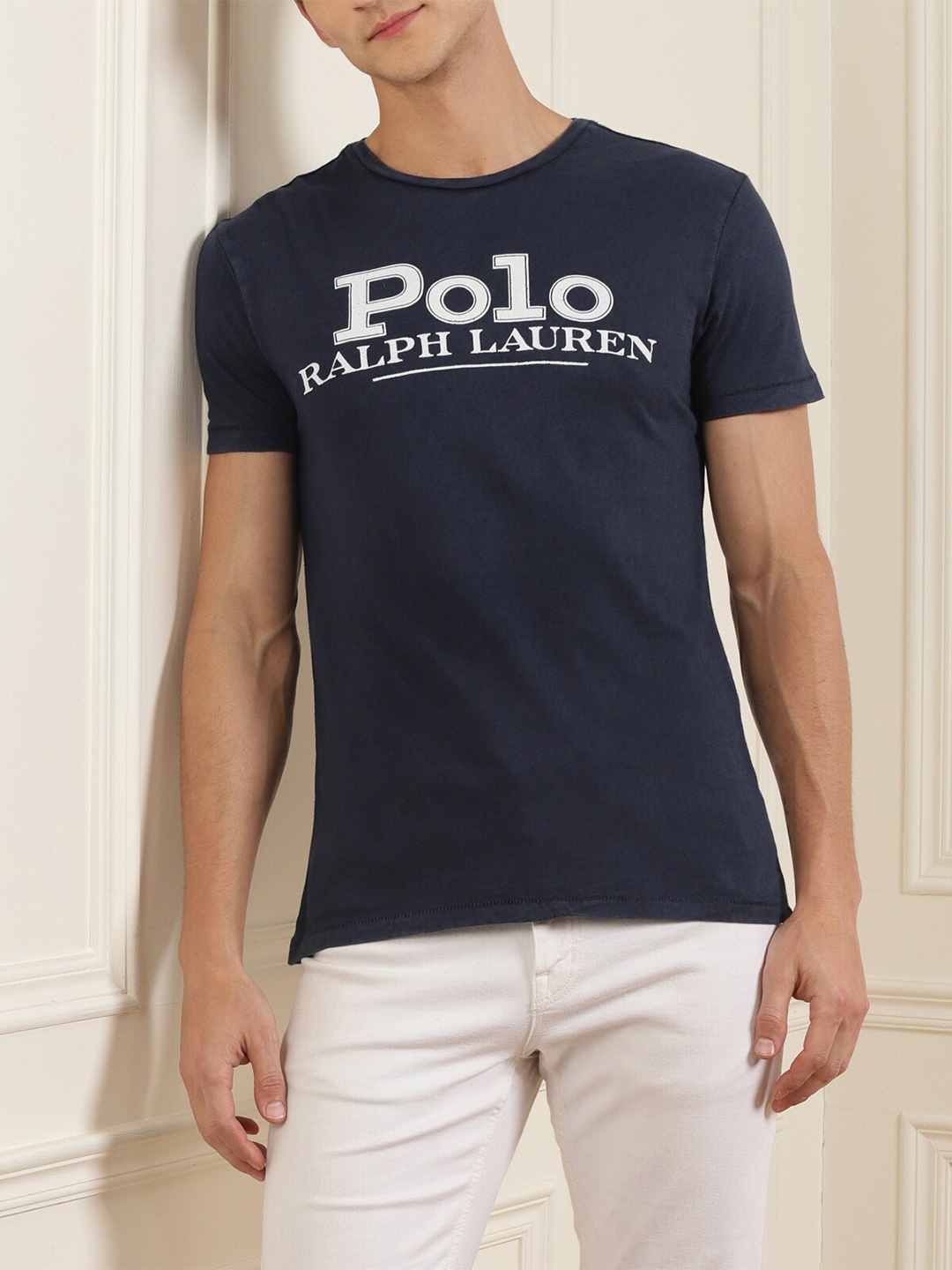 

Polo Ralph Lauren Men Navy Blue Printed Cotton Tshirts
