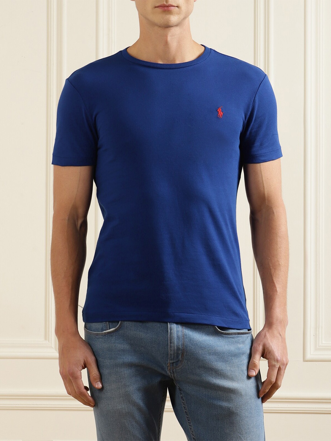 

Polo Ralph Lauren Men Blue Solid Cotton Tshirt