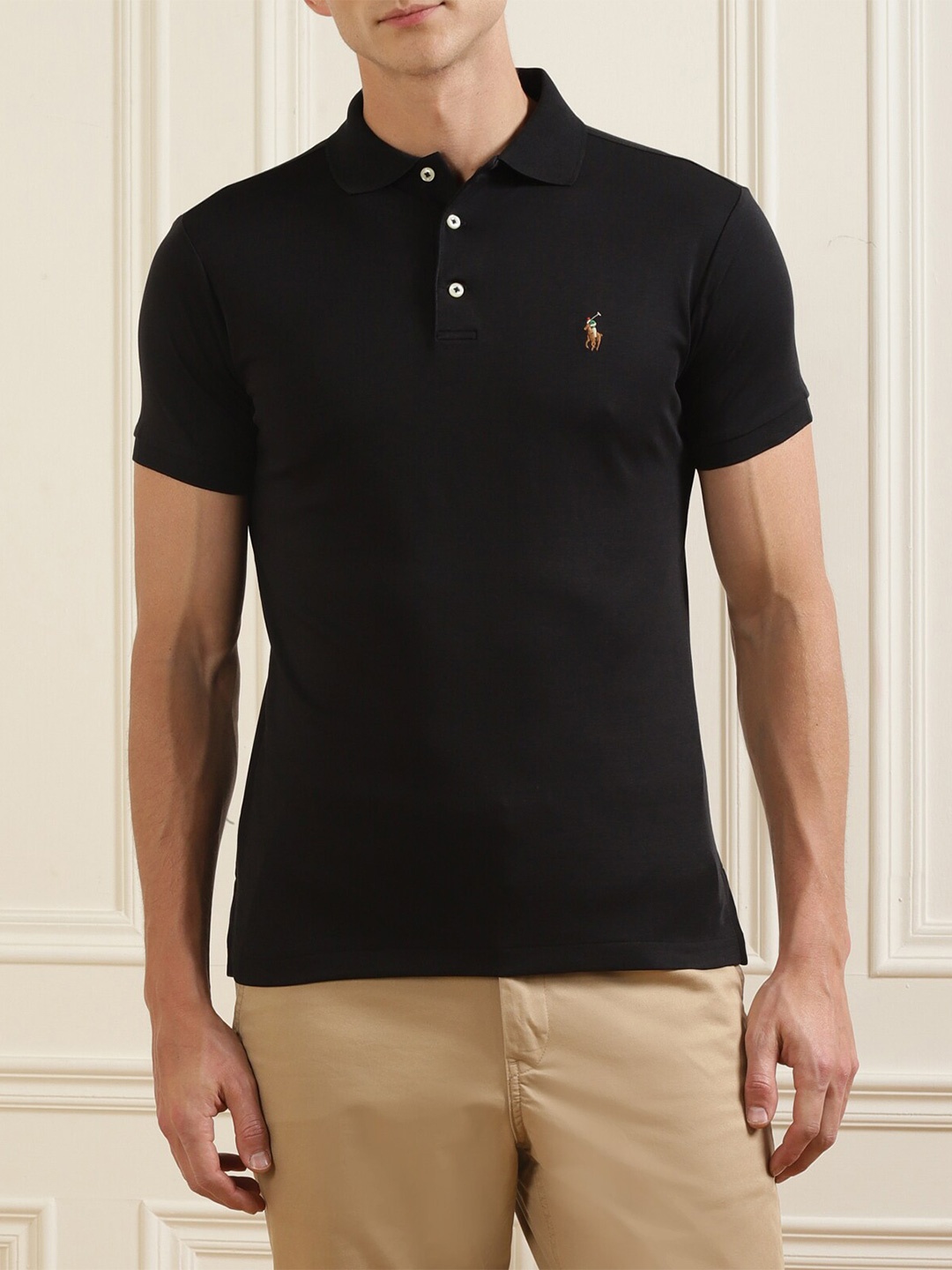

Polo Ralph Lauren Men Black Solid Cotton Tshirts