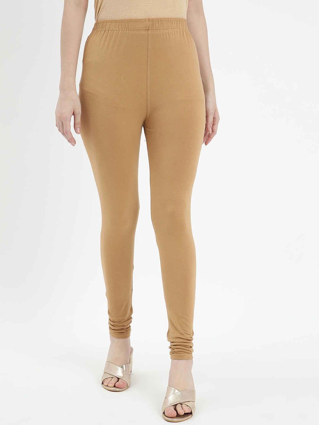 

V2 Value & Variety Women Beige Solid Churidar-Length Cotton Leggings