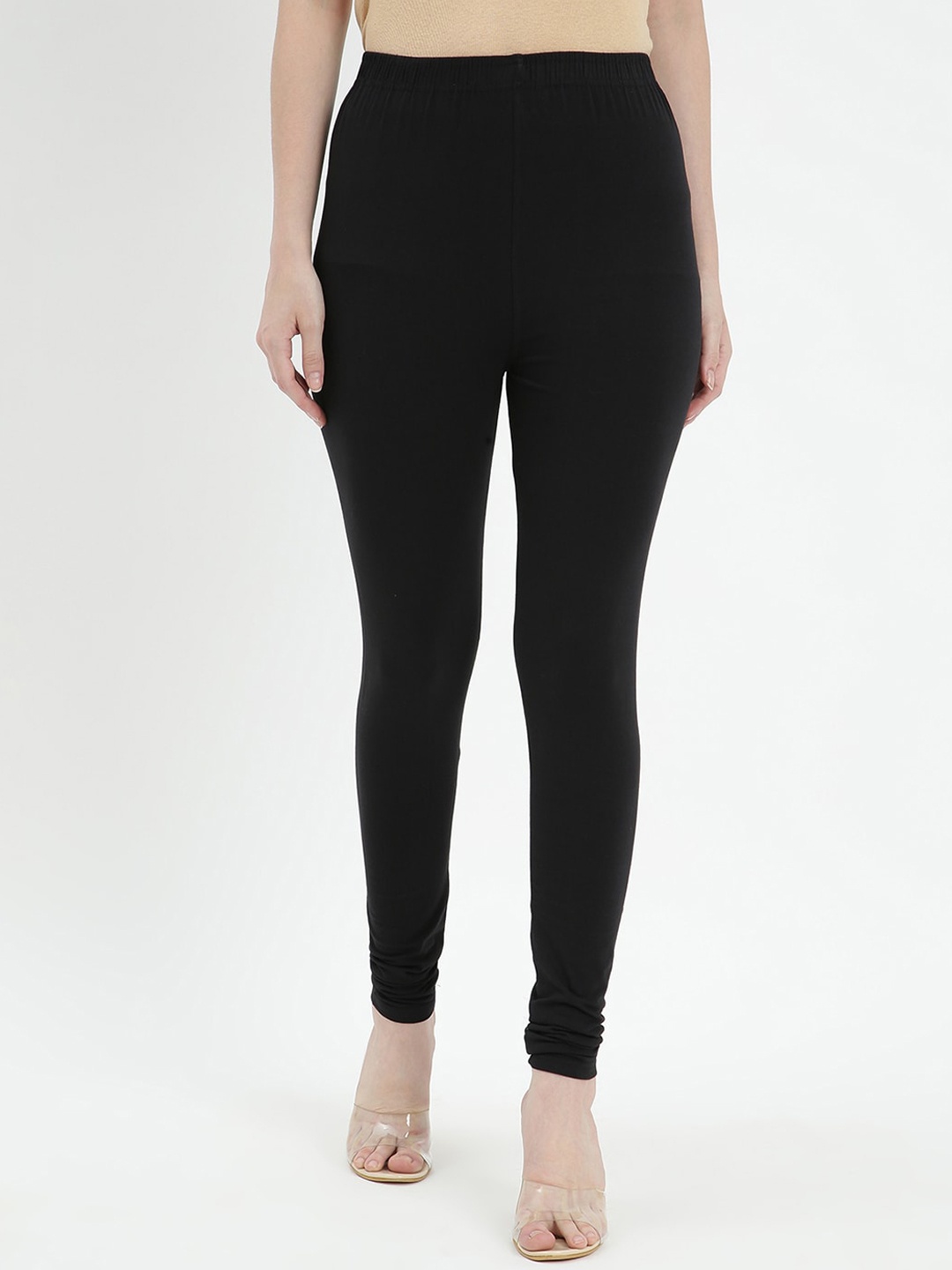 

V2 Value & Variety Women Black Solid Churidar-Length Cotton Leggings