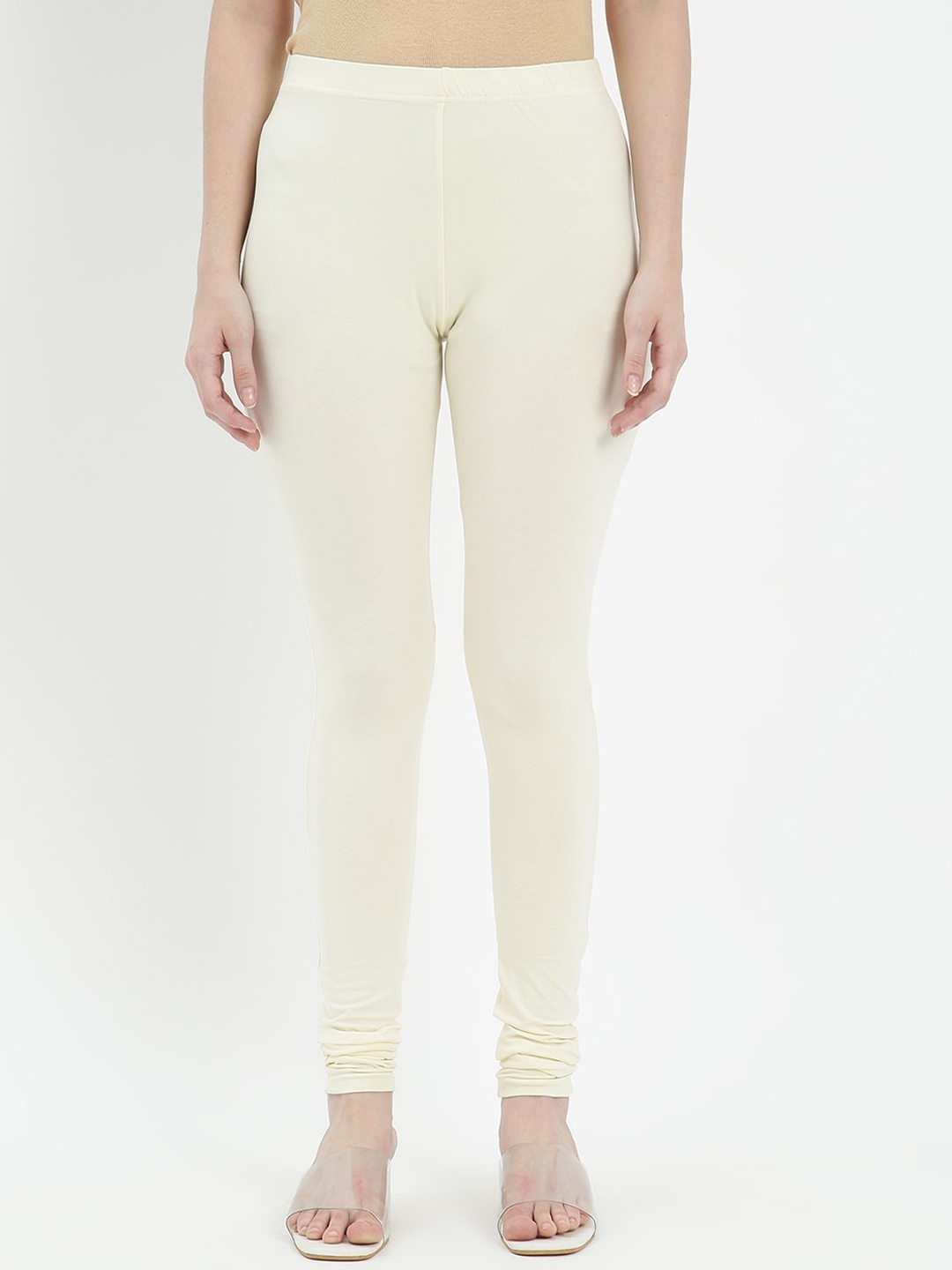 

V2 Value & Variety Women Cream-Coloured Solid Cotton Ankle-Length Leggings