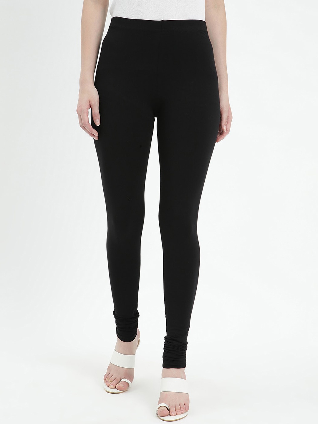 

V2 Value & Variety Women Black Solid Churidar-Length Cotton Leggings