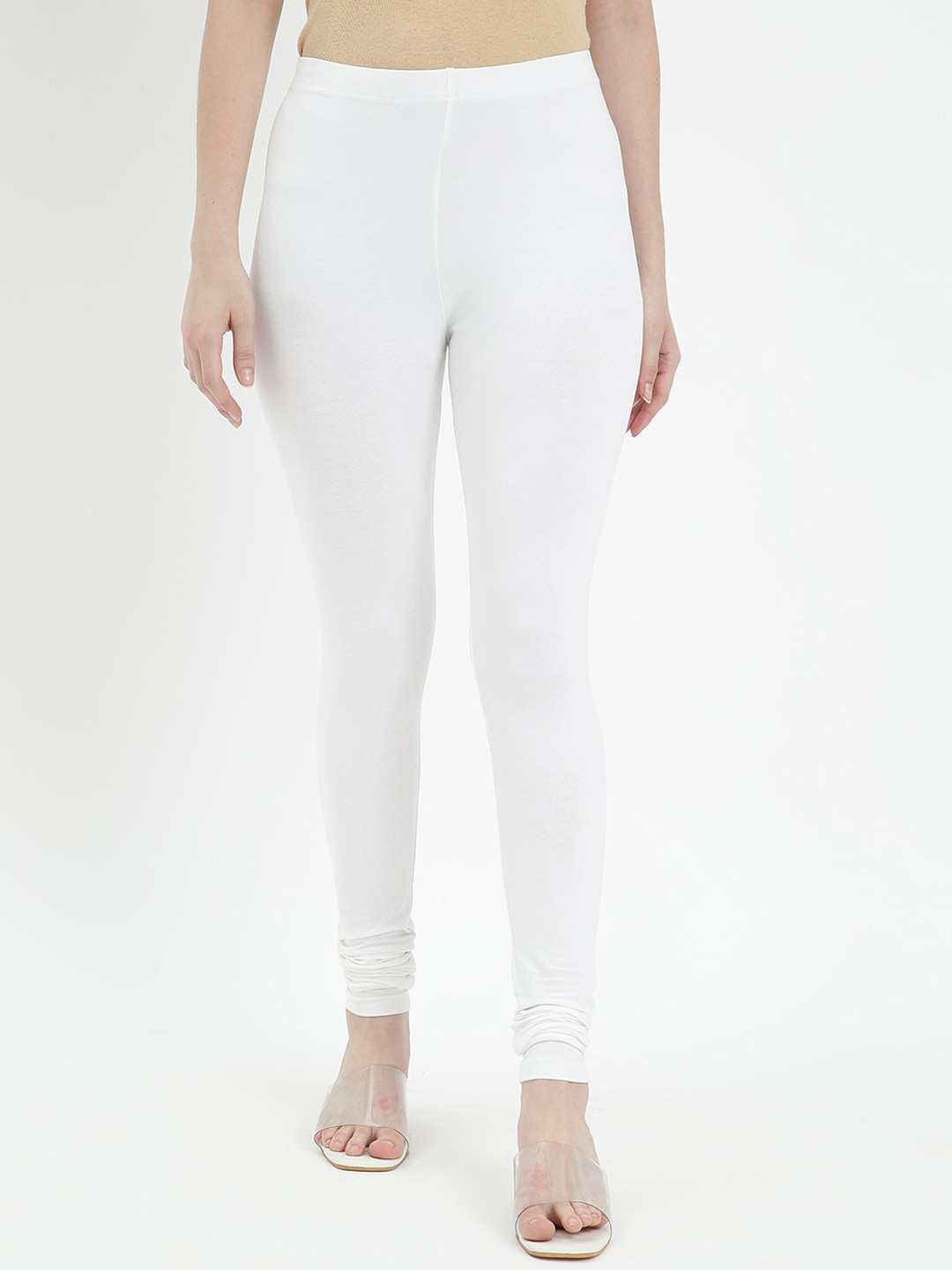 

V2 Value & Variety Women White Solid Churidar-Length Cotton Leggings