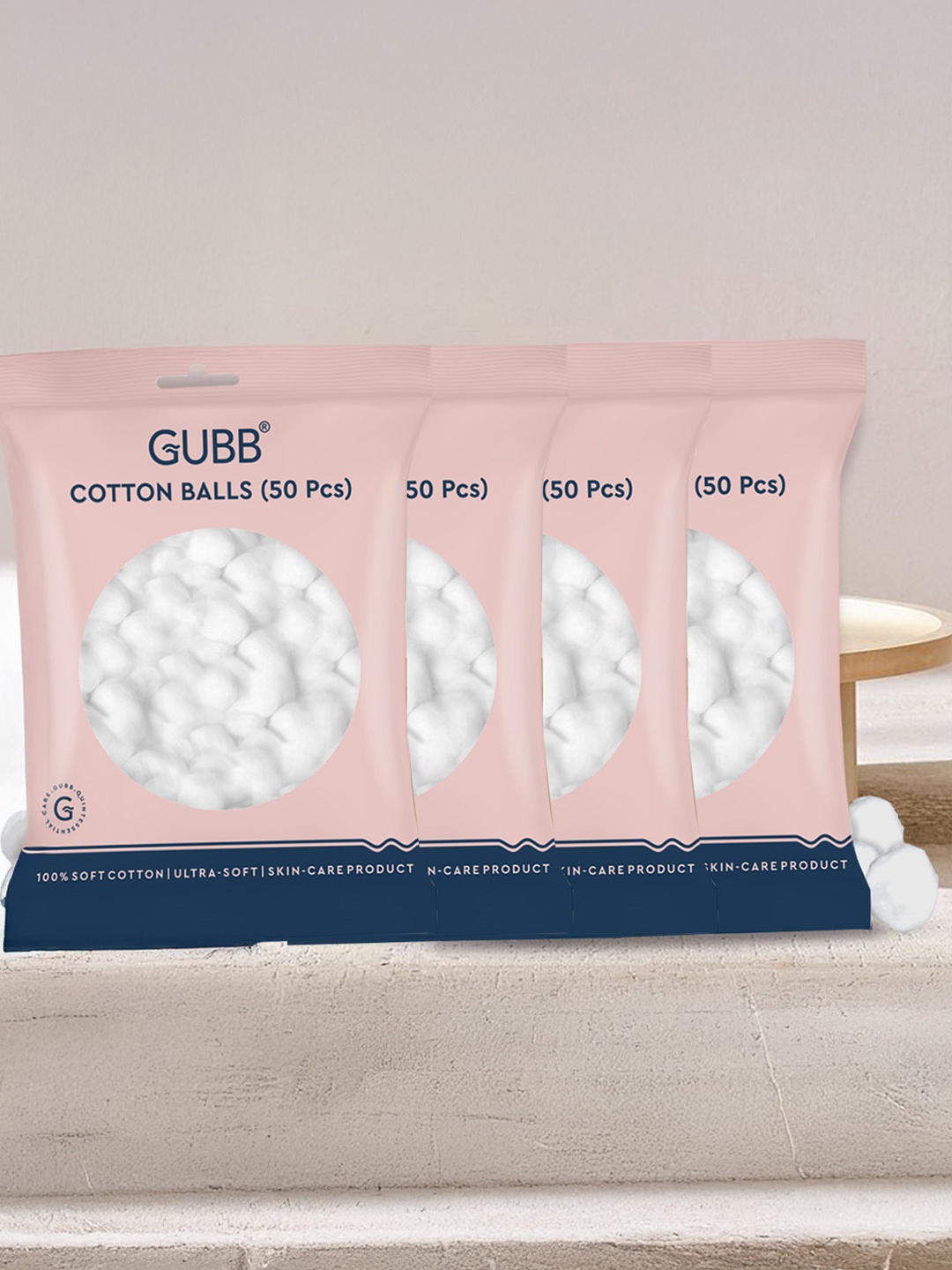 

GUBB Set of 4 Facial Cotton Balls for Face & Eyes Makeup Remover Cleanser Wipes, White