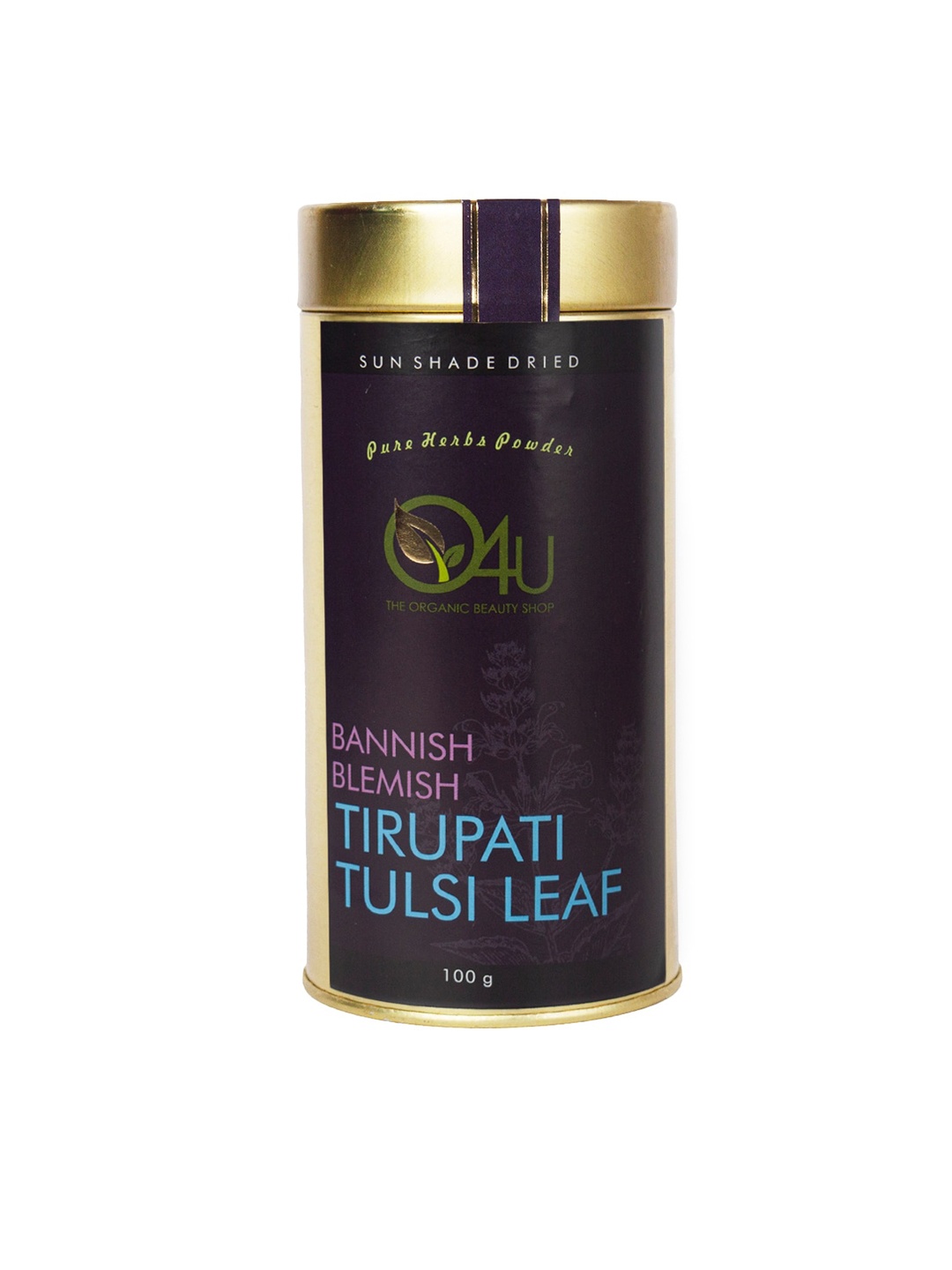 

O4U Vegan Sun Shade Dried Bannish Blemish Tirupati Tulsi Leaf Powder - 100 g, Purple