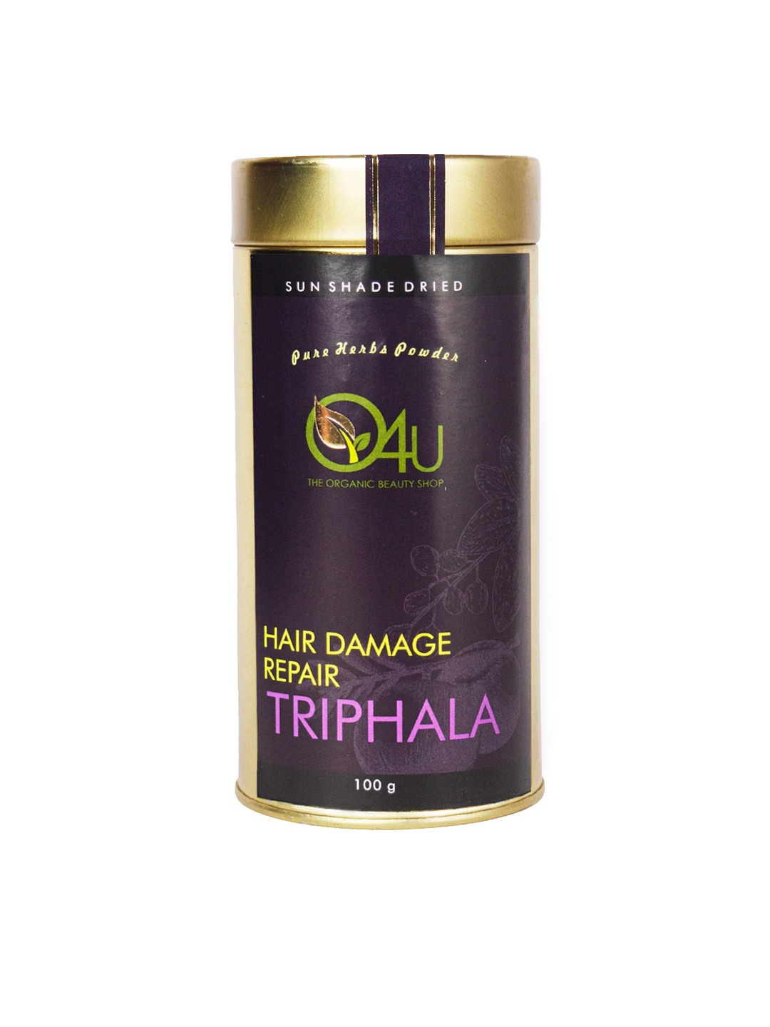 

O4U Vegan Sun Shade Dried Hair Damage Repair Triphala Powder for Itching Control - 100 g, Purple