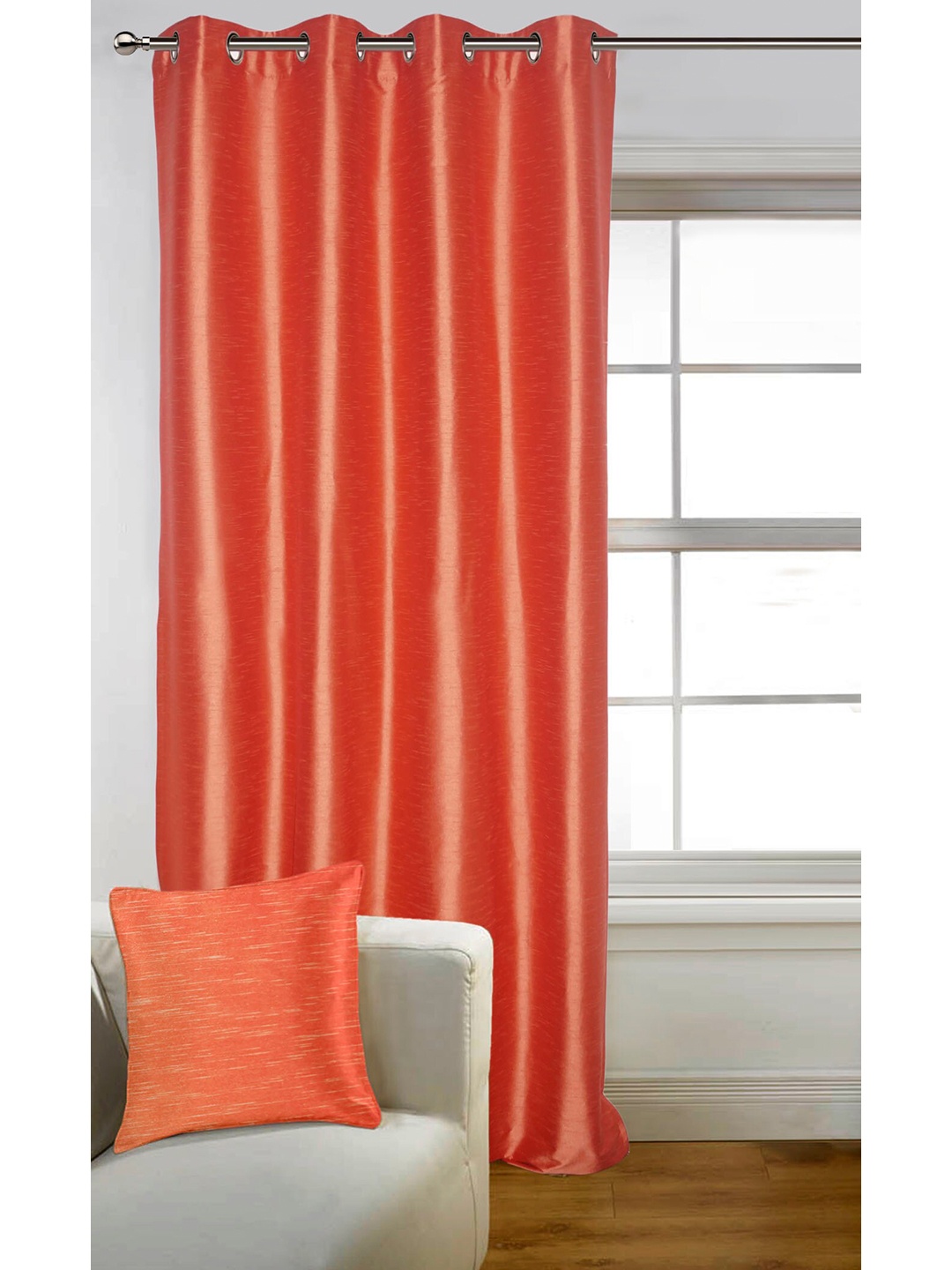 

Lushomes Red & Pink Room Darkening Door Curtain