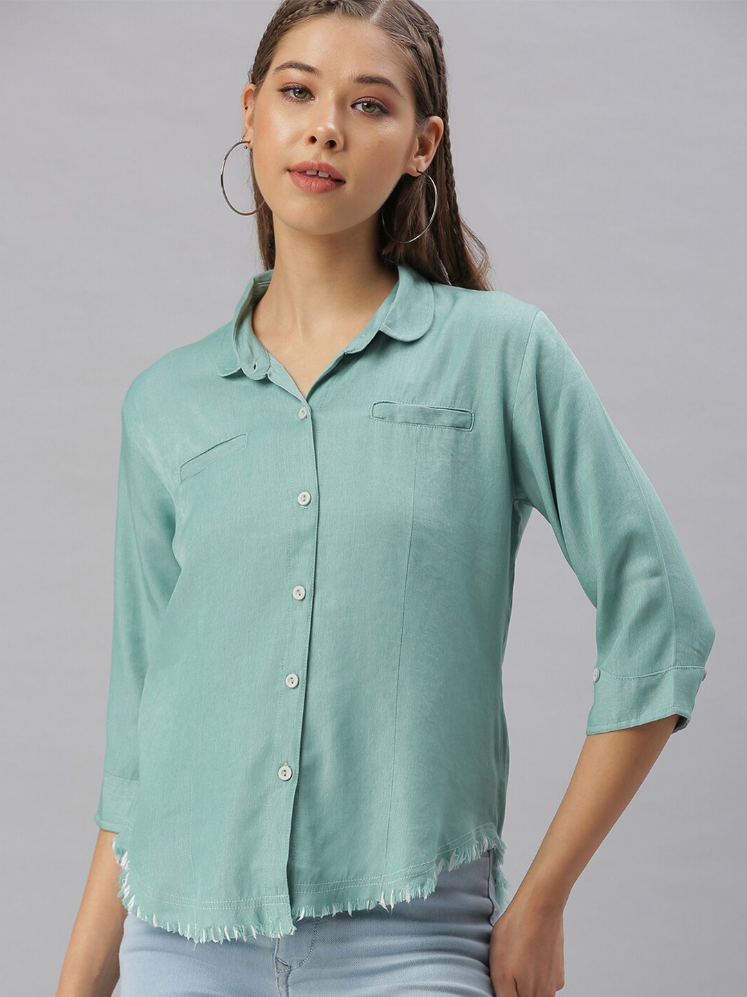 

SHOWOFF Women Sea Green Comfort Casual Shirt