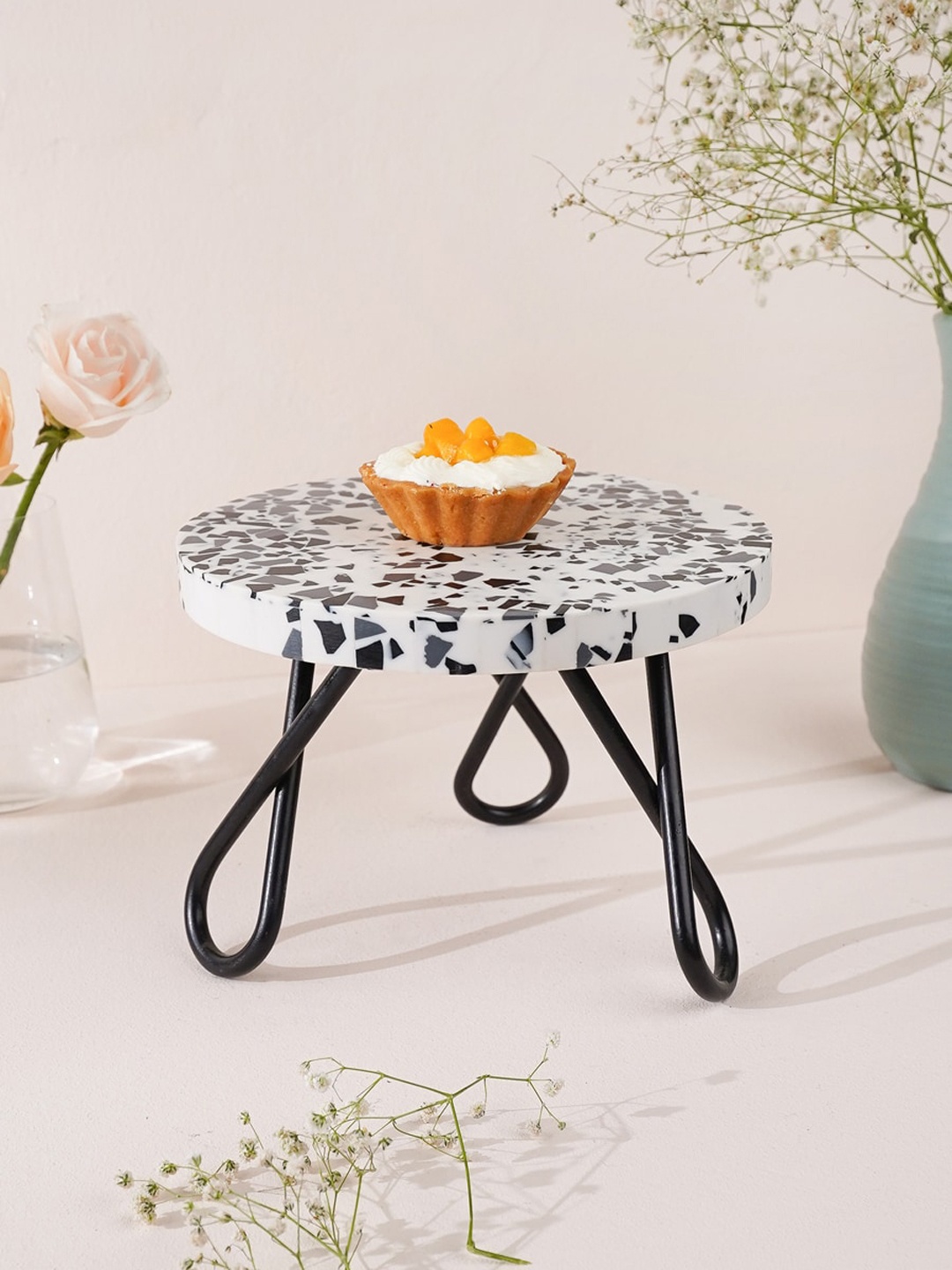 

CASA DECOR Black & White Rainbow Speckled Cake Stand