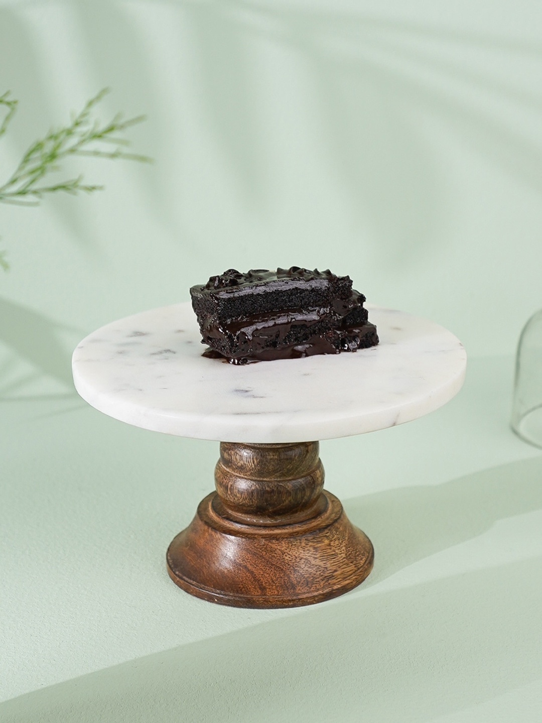 

CASA DECOR White Printed Marble Cake Stand