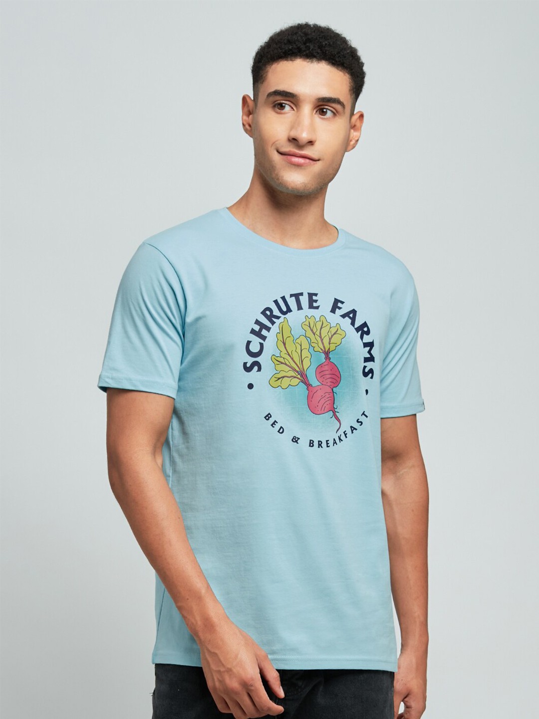 

The Souled Store Men Blue & pastel blue Typography Printed Applique T-shirt