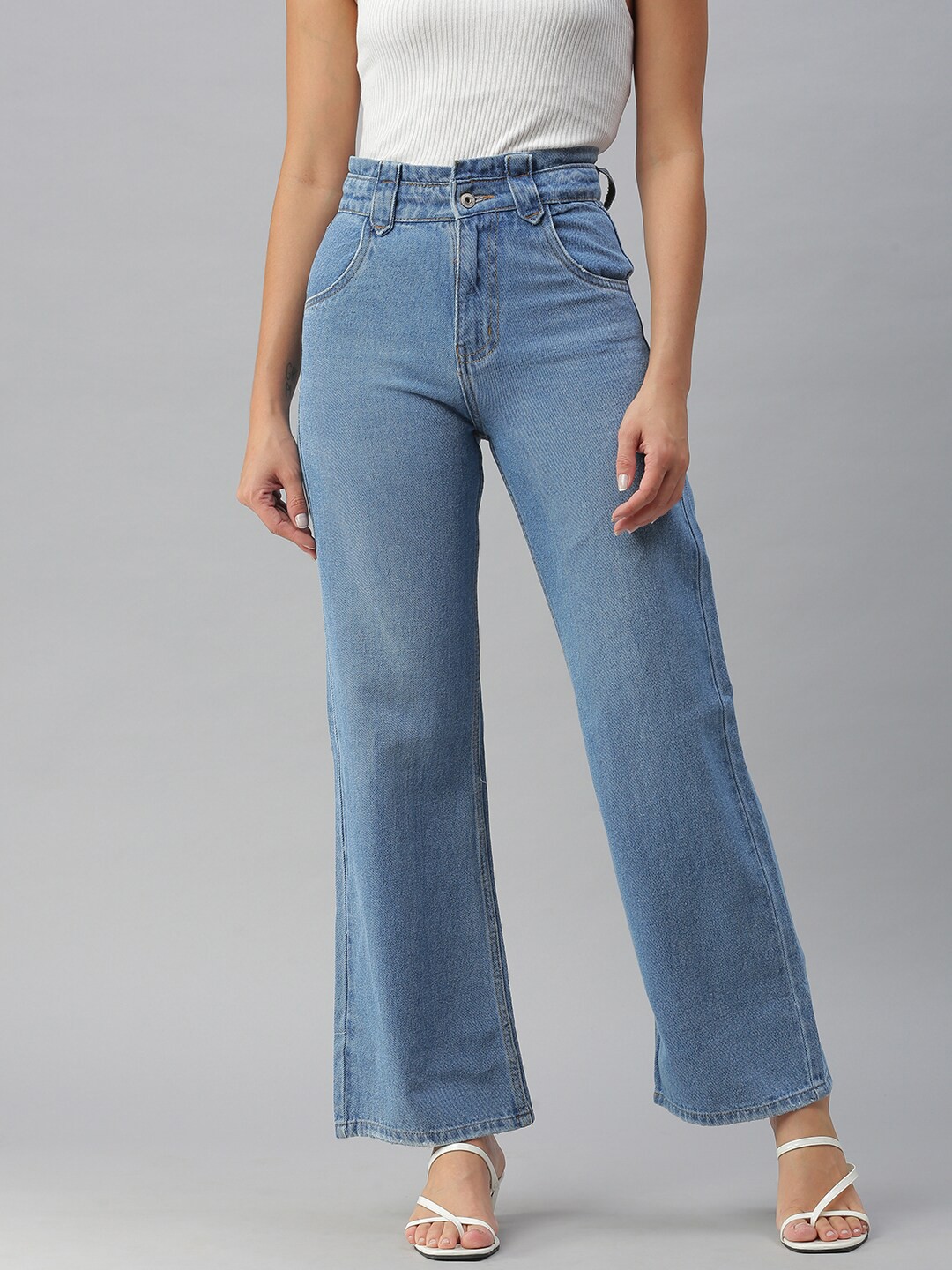 

SHOWOFF Women Blue Jean Wide Leg High-Rise Jeans