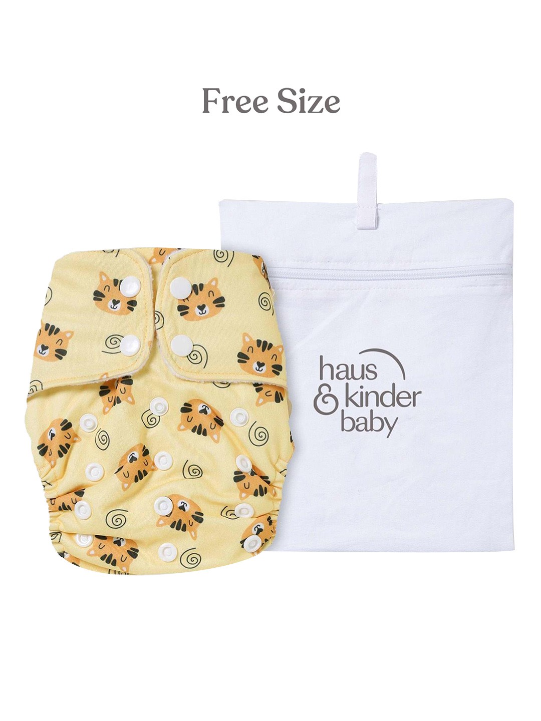 

haus & kinder Kids Reusable Baby Cloth Diaper With Cotton Insert & Booster Pads, Yellow