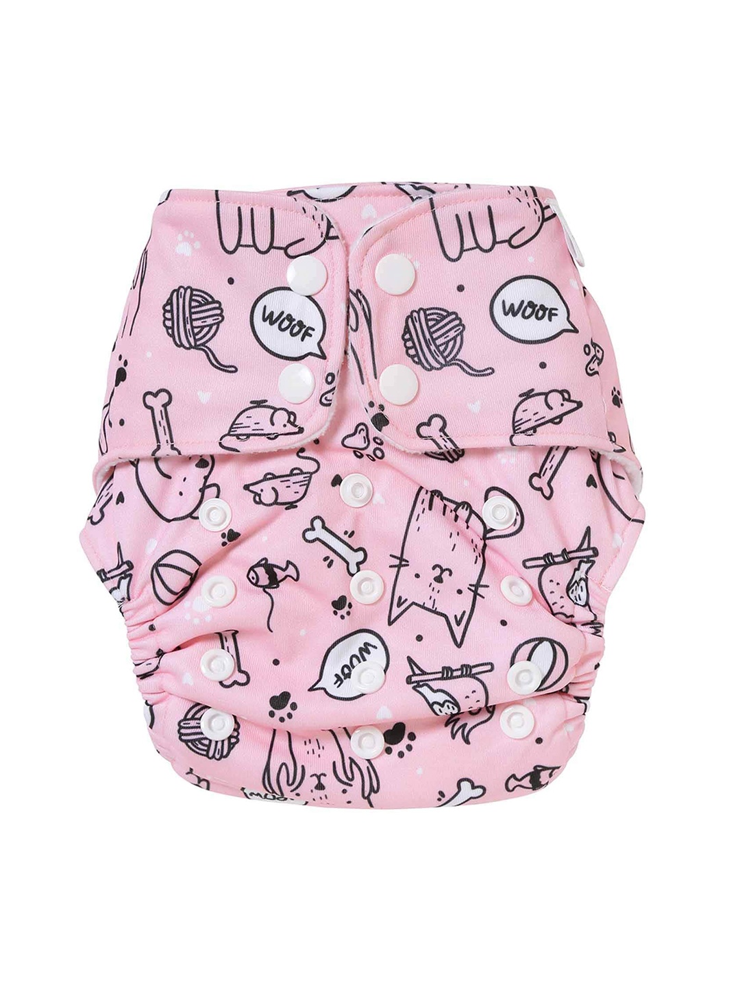 

haus & kinder Kids Reusable Baby Cloth Diaper With Cotton Insert & Booster Pads, Pink