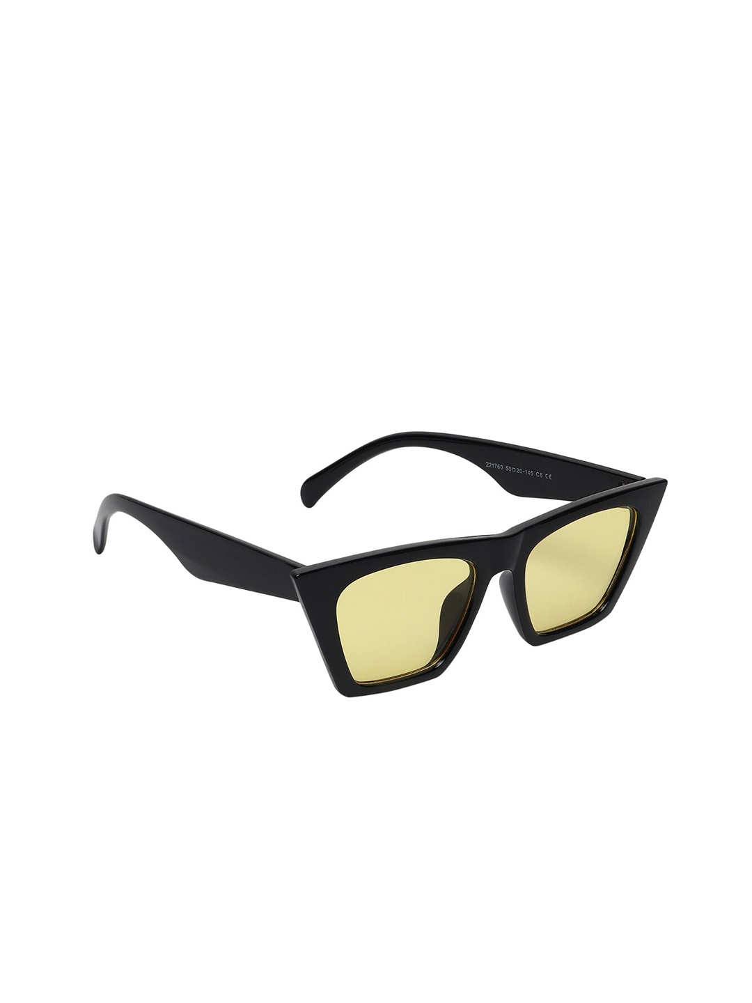 

CRIBA Unisex Yellow Lens & Black Cateye Sunglasses with UV Protected Lens
