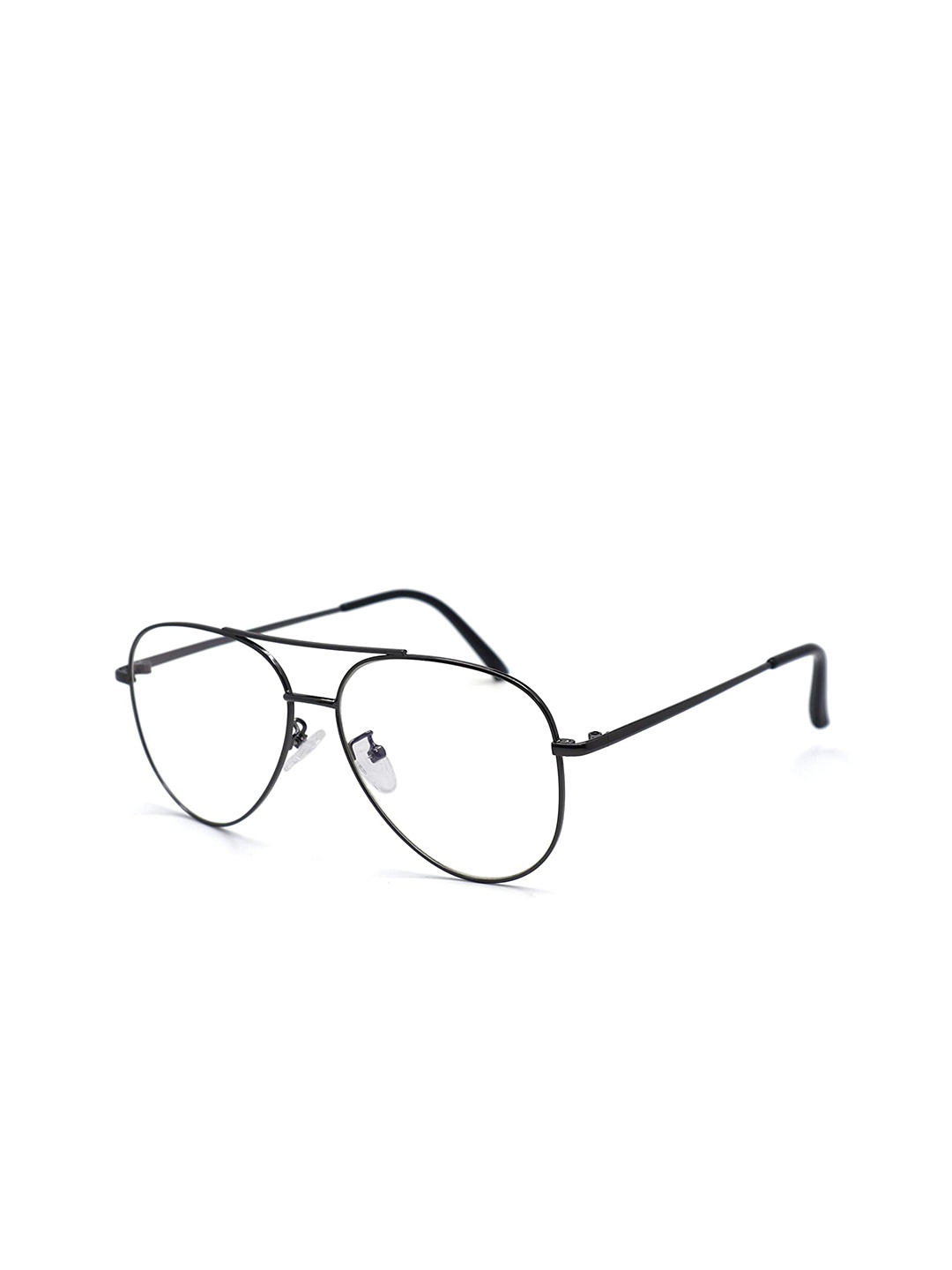 

OPTIFY Unisex Clear Lens & Black Aviator Sunglasses