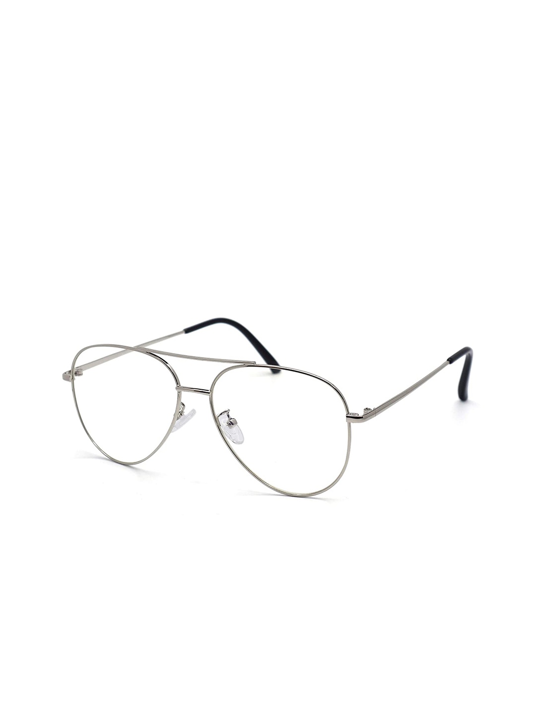 

OPTIFY Unisex Clear Lens & Silver-Toned Aviator Sunglasses