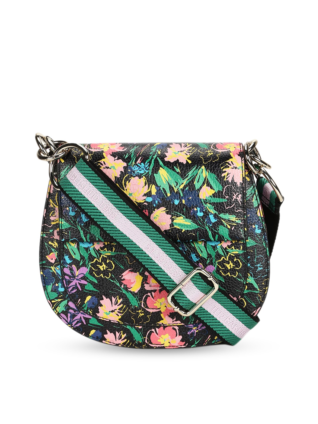 

Ted Baker Black Floral Printed Leather Structured Sling Bag