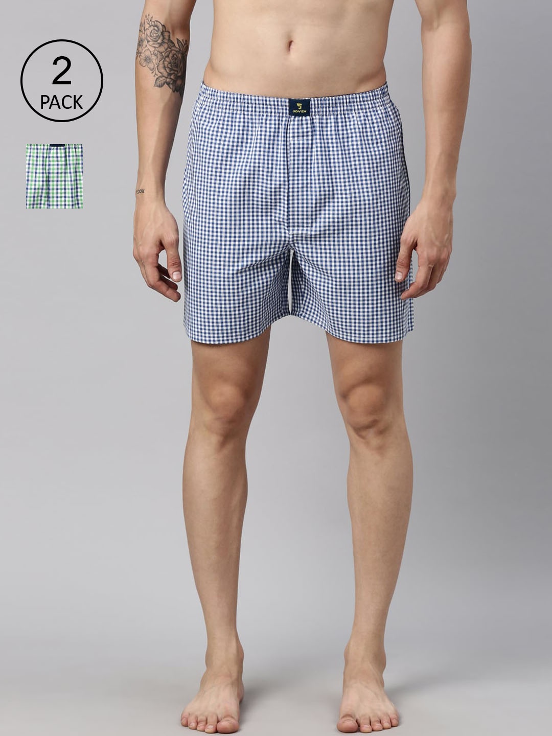 

Joven Men Pack Of 2 Checked Cotton Boxers JB2C014, White