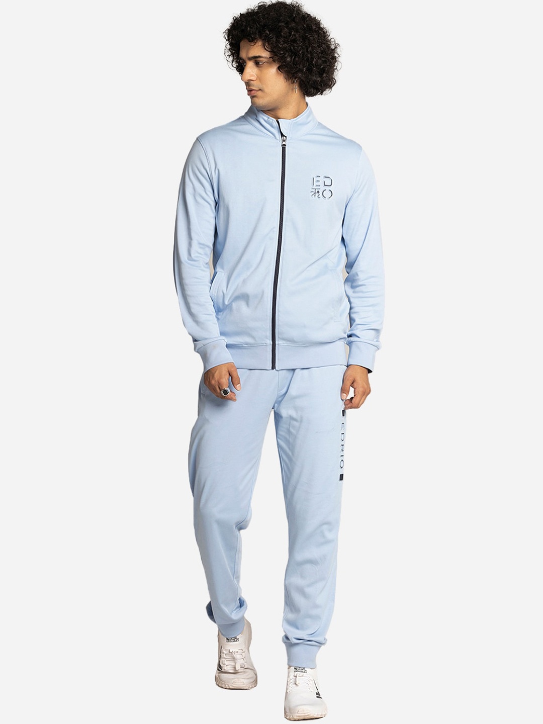 

EDRIO Men Blue Embossed Logo Cotton Tracksuits