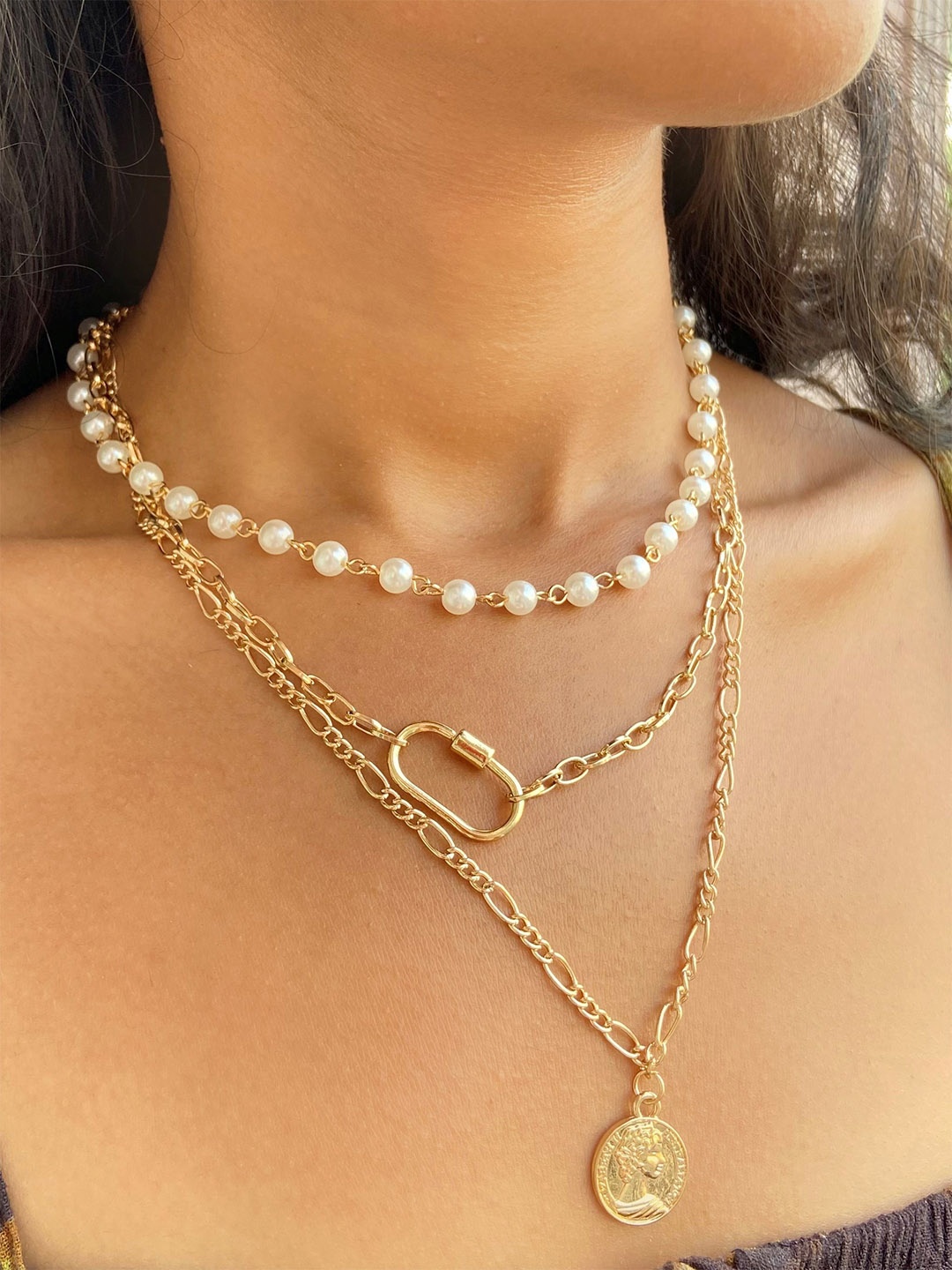 

Ayesha Pearl & Pendant Layered Necklace, Gold