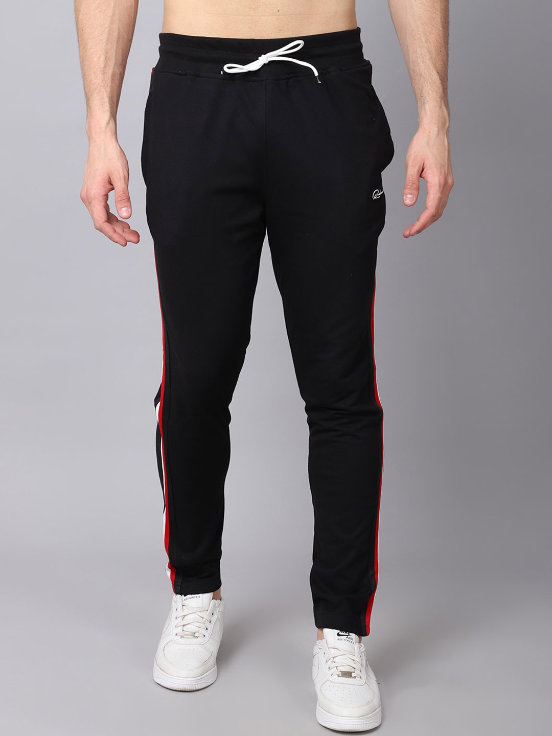 

Rodamo Men Black Solid Cotton Slim-Fit Track Pant