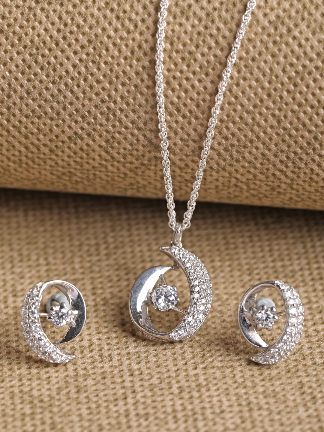 

Clara 925 Silver Rhodium-Plated Rosa Jewellery Set