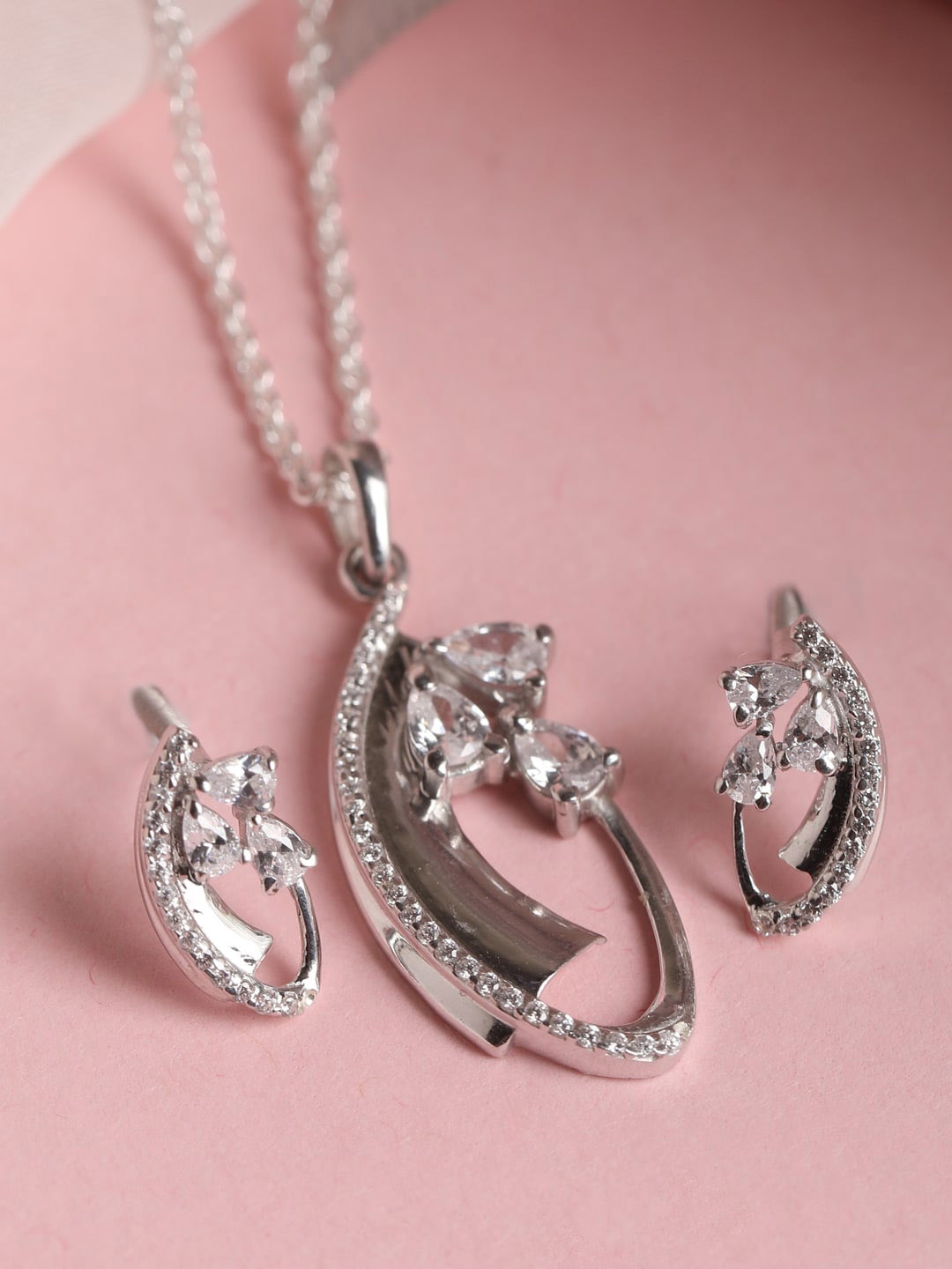 

Clara Rhodium-Plated & White CZ-Studded Jewellery Set, Silver