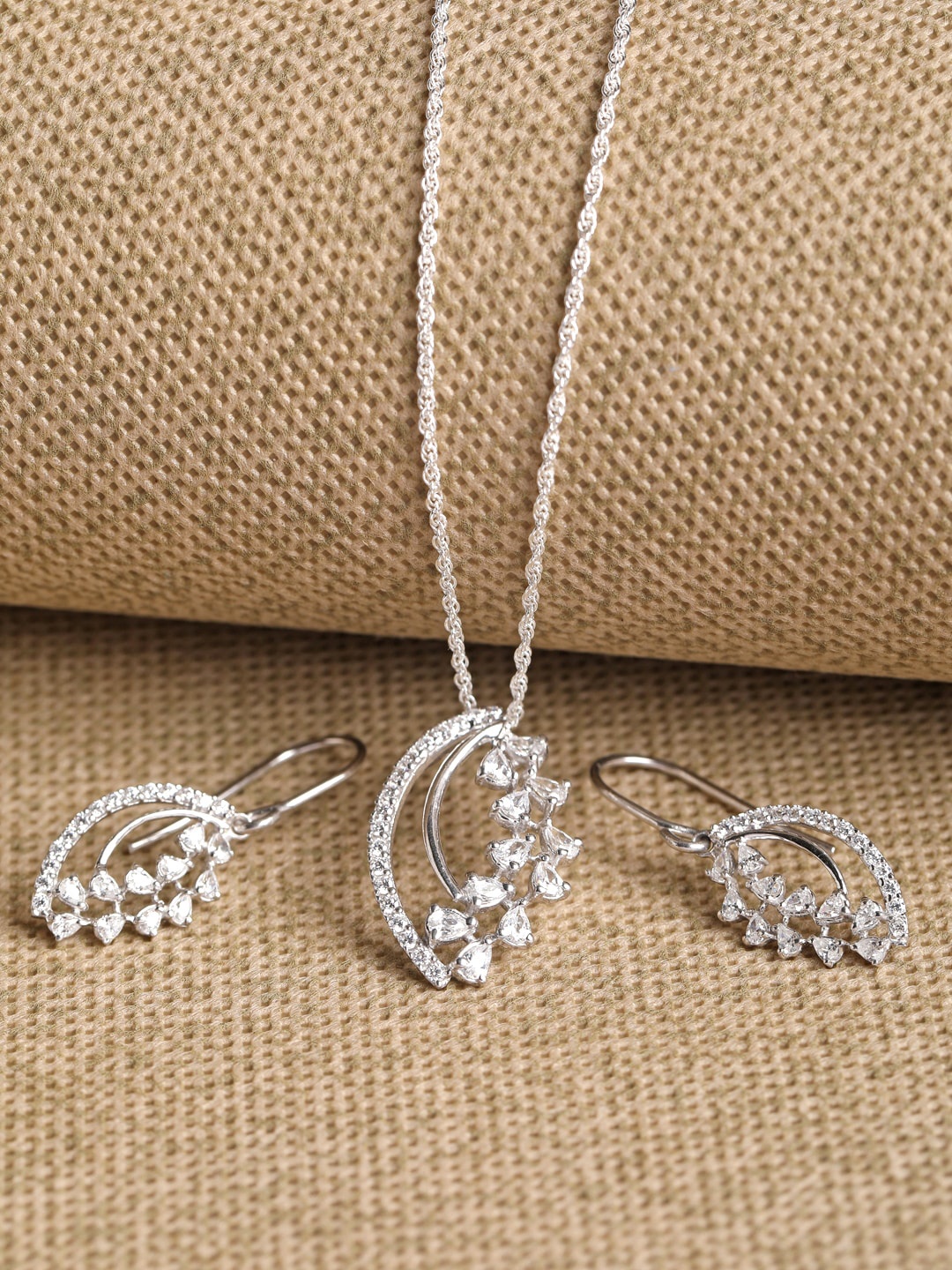 

Clara 925 Sterling Silver Rhodium-Plated White CZ-Studded Jewellery Set