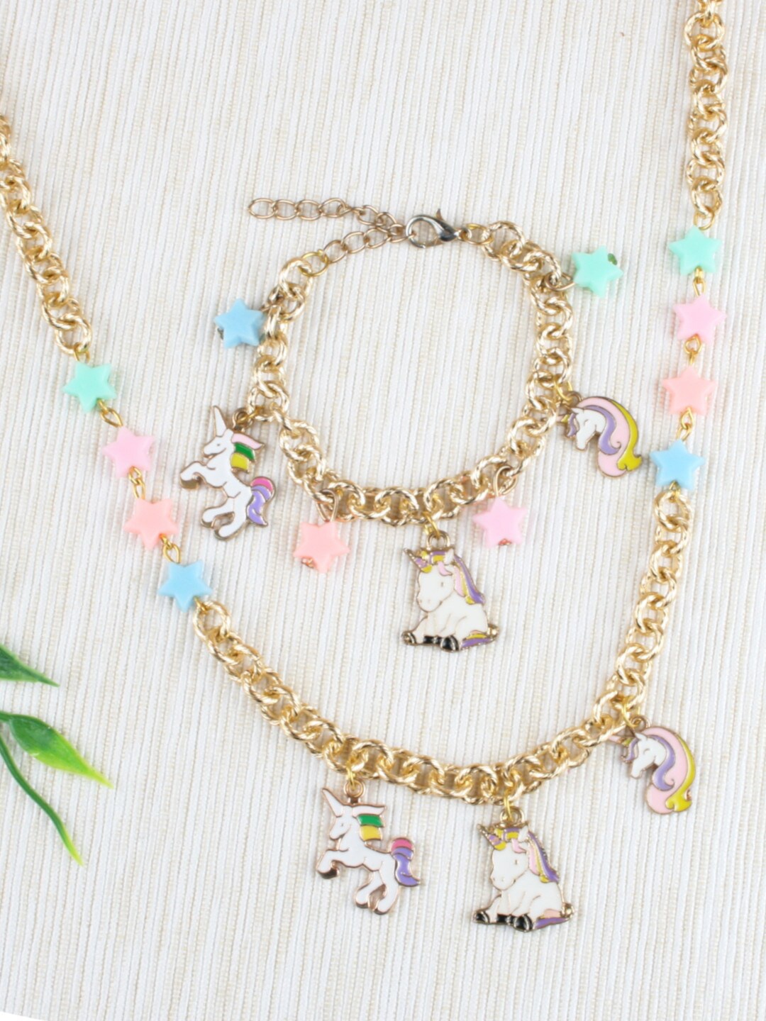 

Asthetika Kids Girls Gold-Toned & Pink Brass-Plated Chain