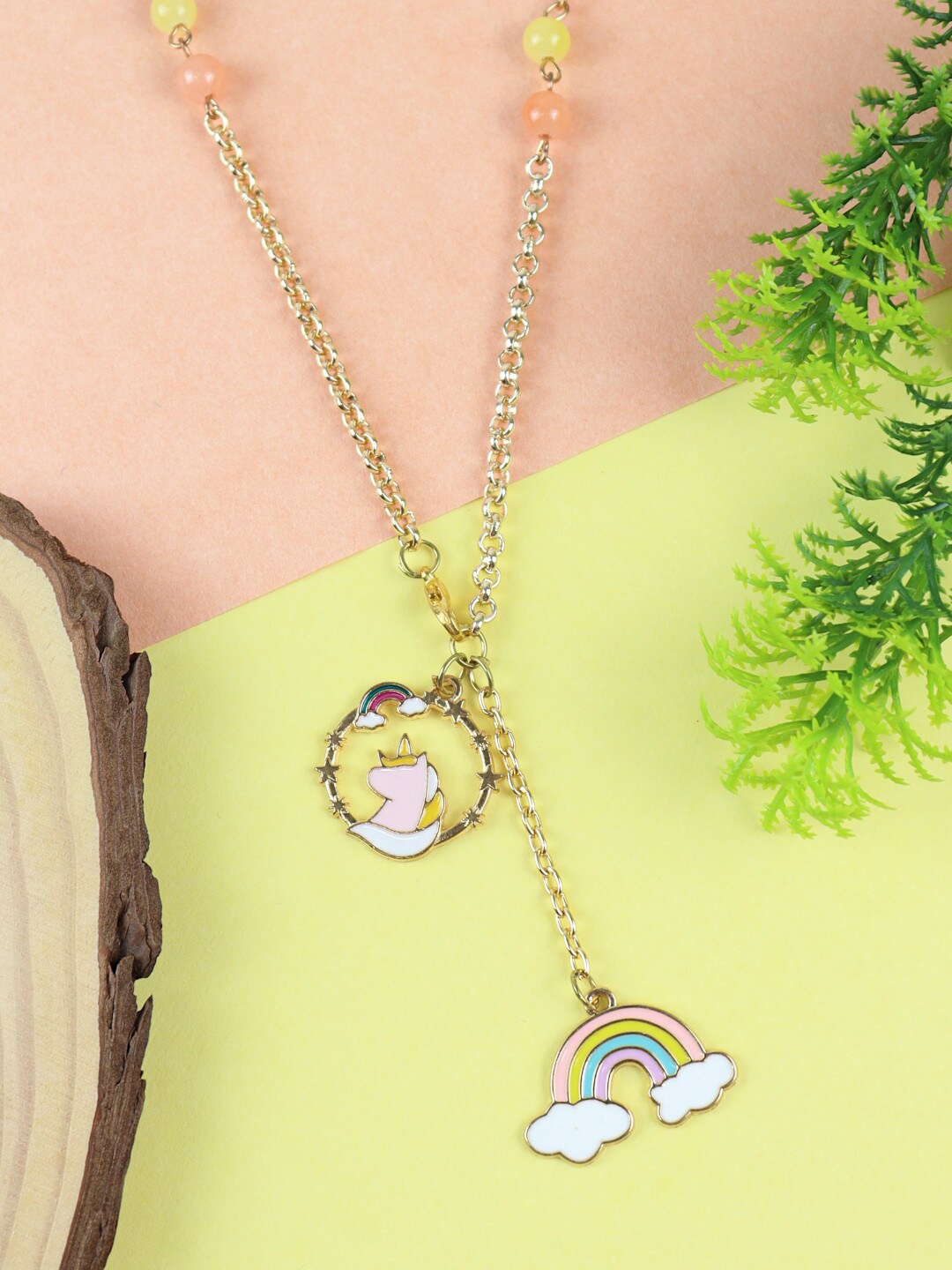 

Asthetika Kids Girls Pink & Blue Brass-Plated Necklace