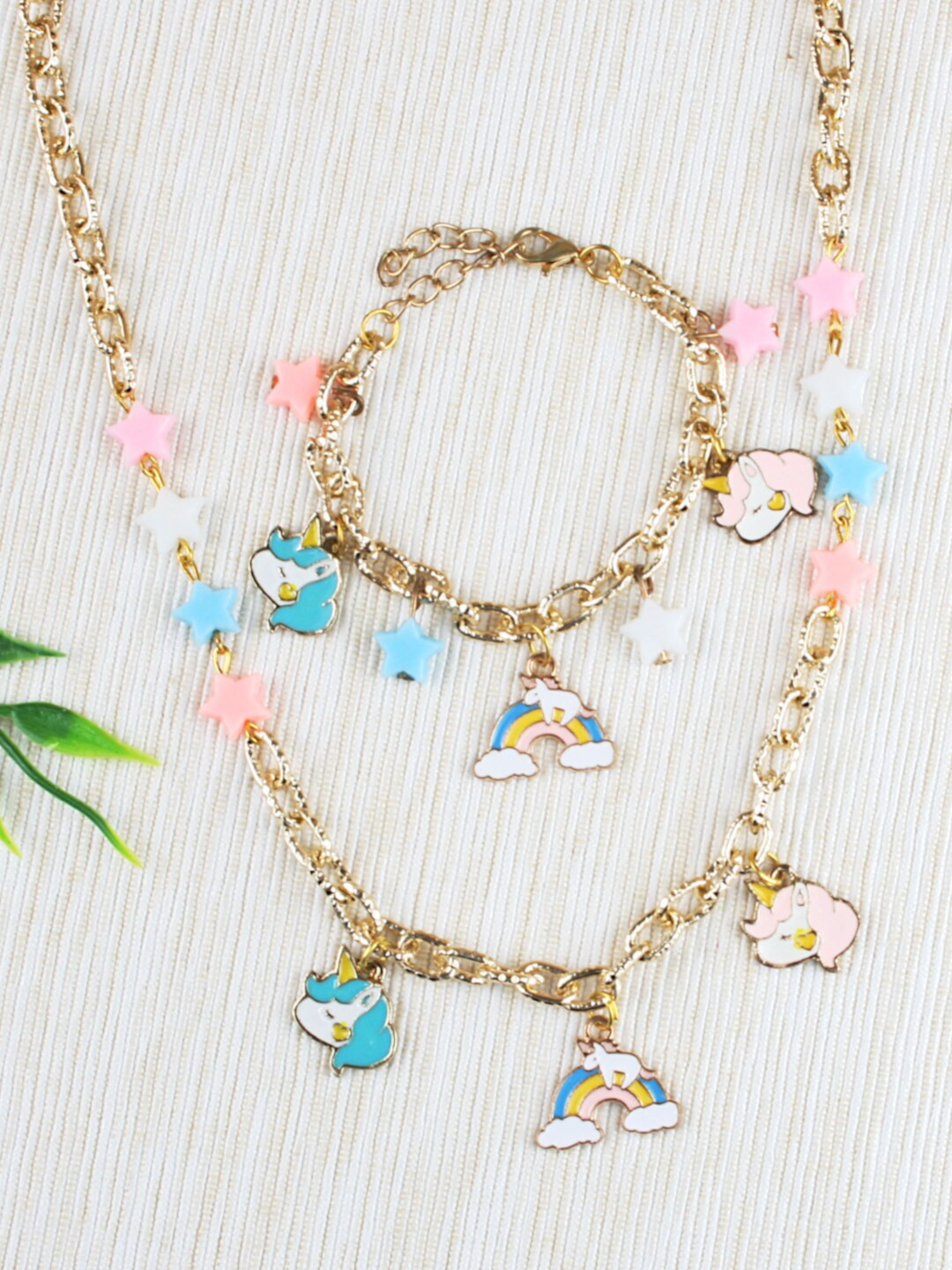

Asthetika Kids Girls Gold-Toned & Blue Brass-Plated Chain