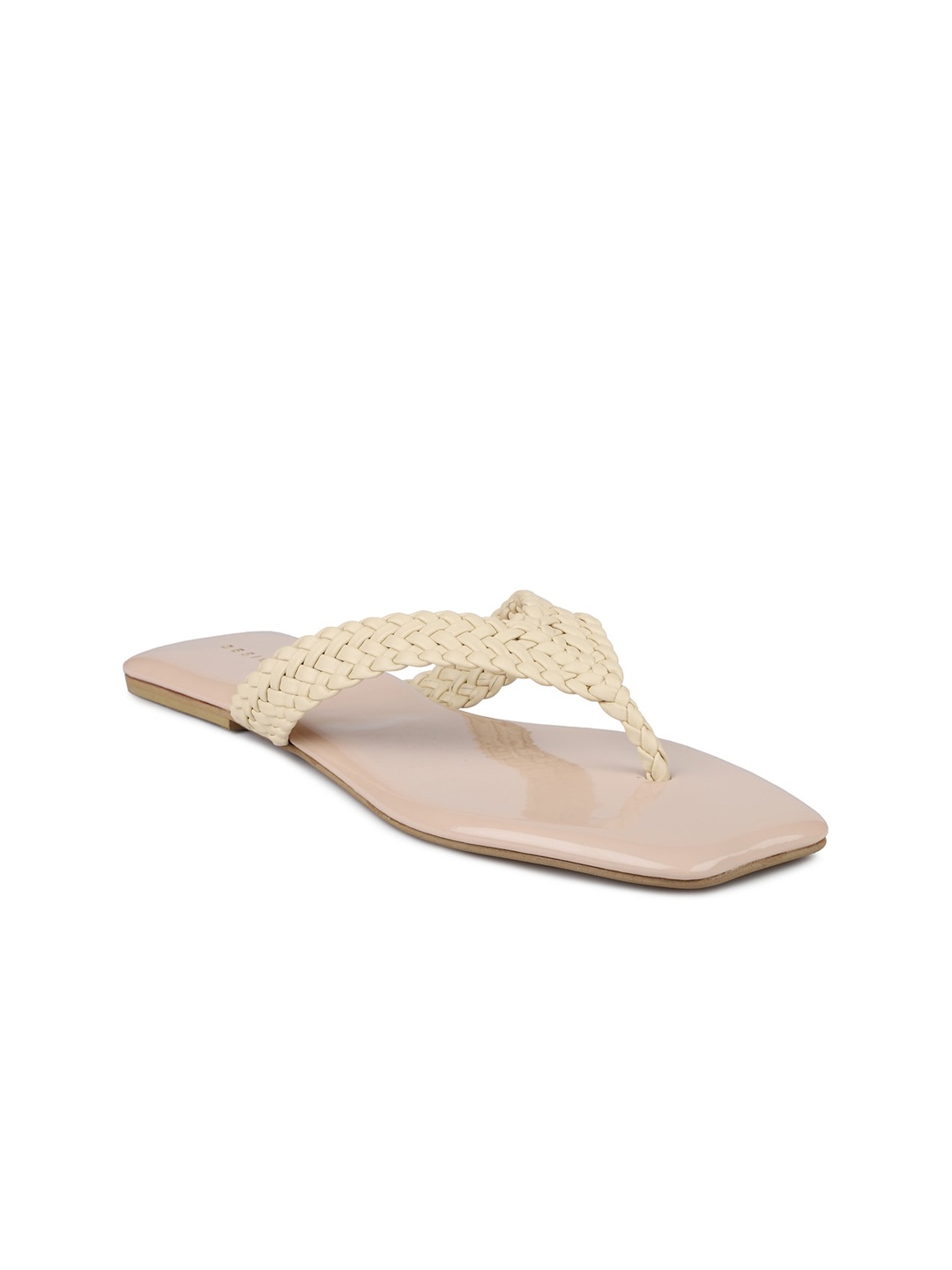 

DESIGN CREW Women Beige Open Toe Flats with Laser Cuts