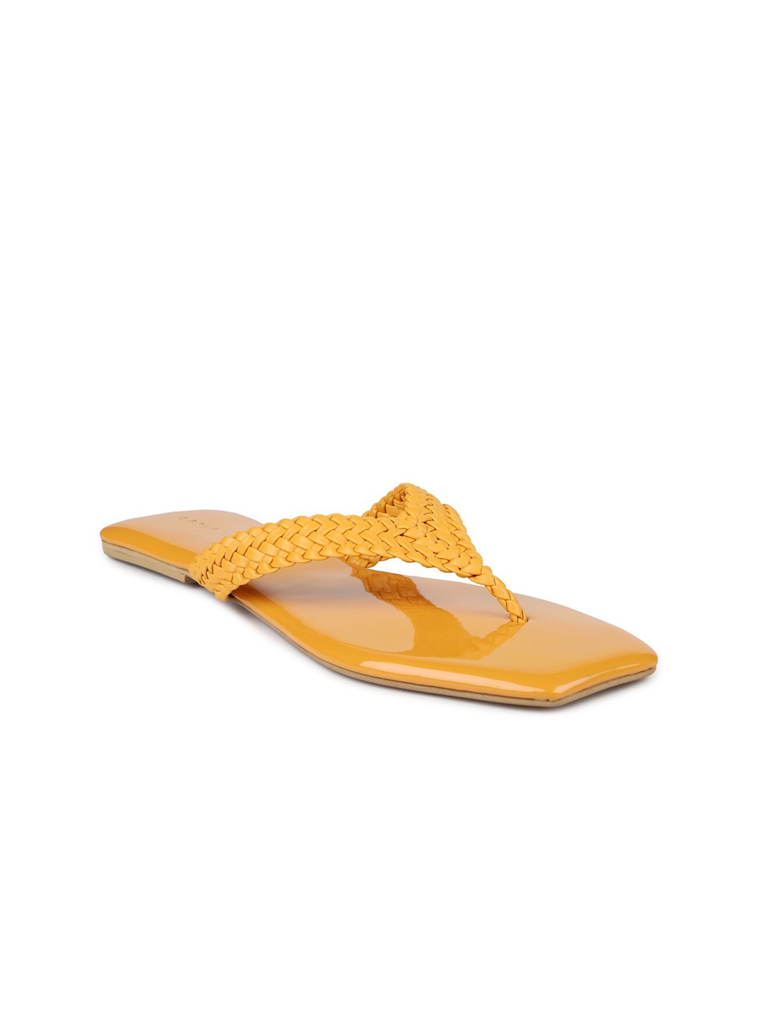 

DESIGN CREW Women Yellow Open Toe Flats with Laser Cuts