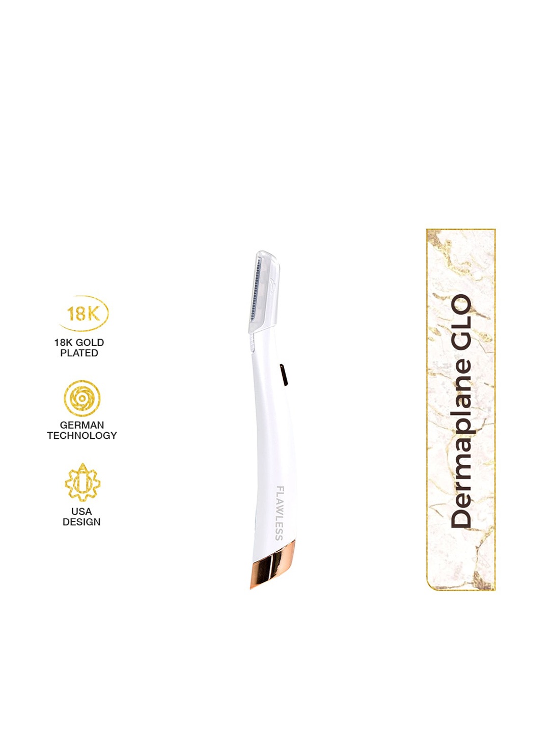 

FLAWLESS Finishing Touch Dermaplane Glo Lighted Facial Exfoliator & 6 Replacement Heads, Gold